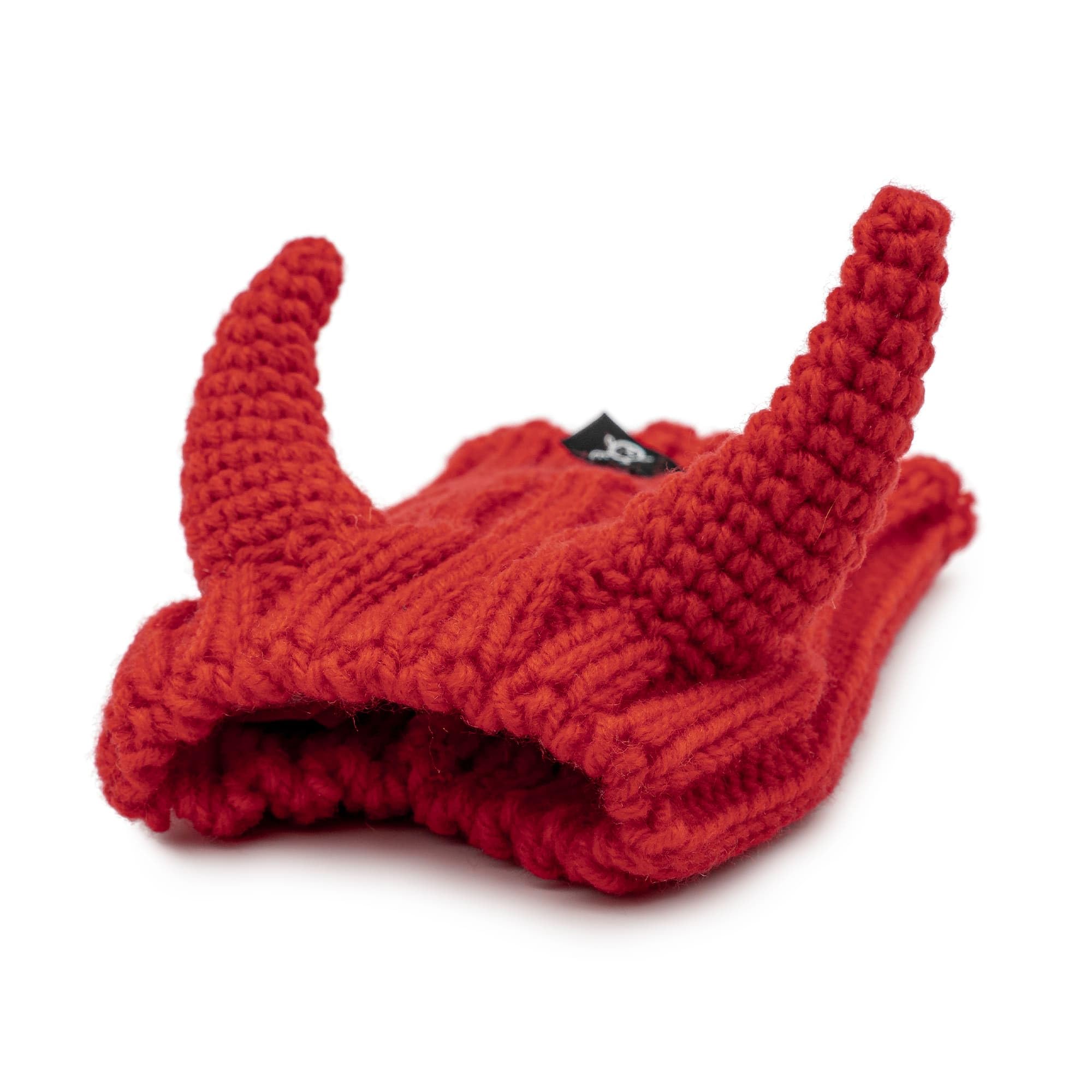Zoo Snoods Red Devil Dog Costume warm-knit yarn cozy for outdoor strolls.