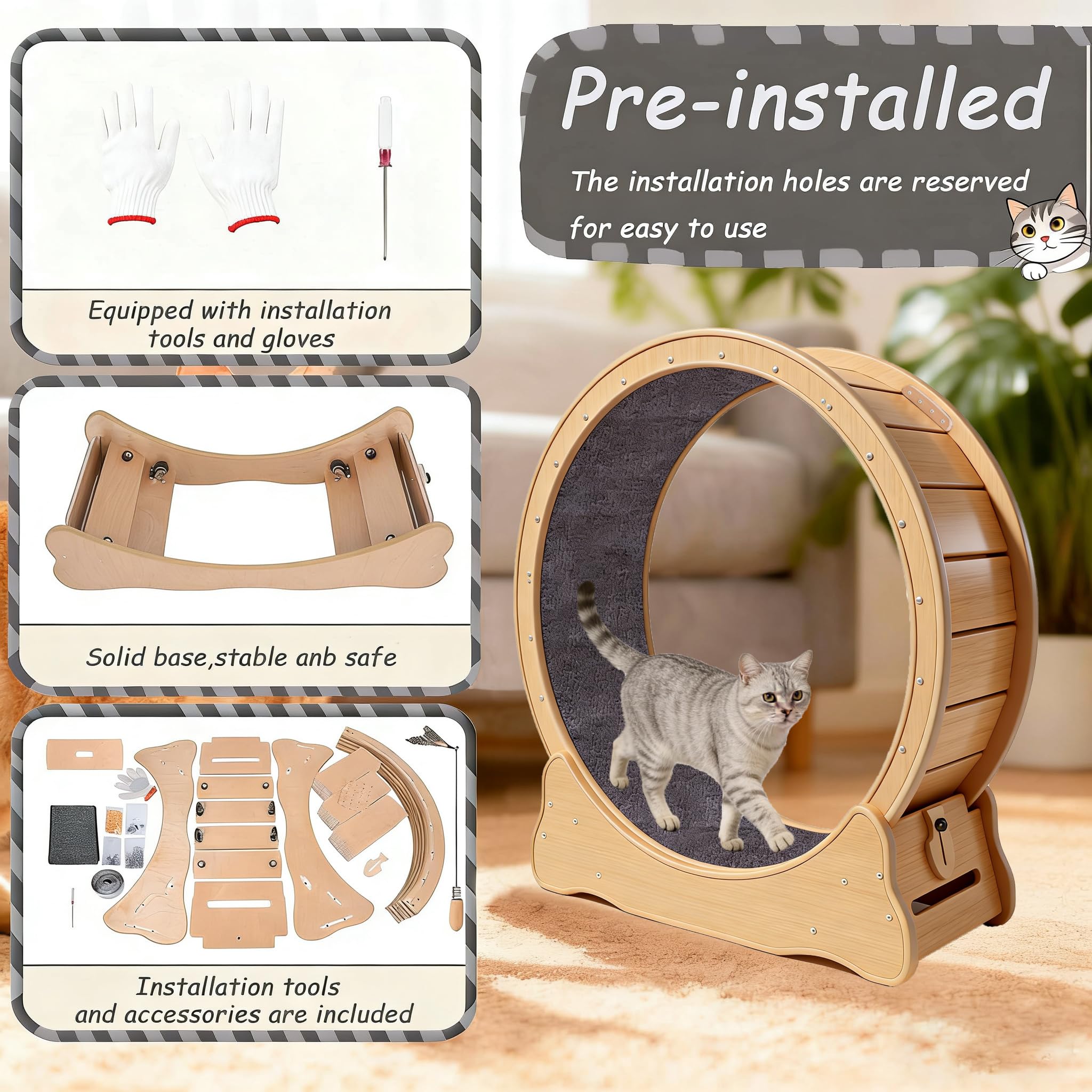 ZooVibe cat exercise wheel safety lock keeps operation secure during late-night play.