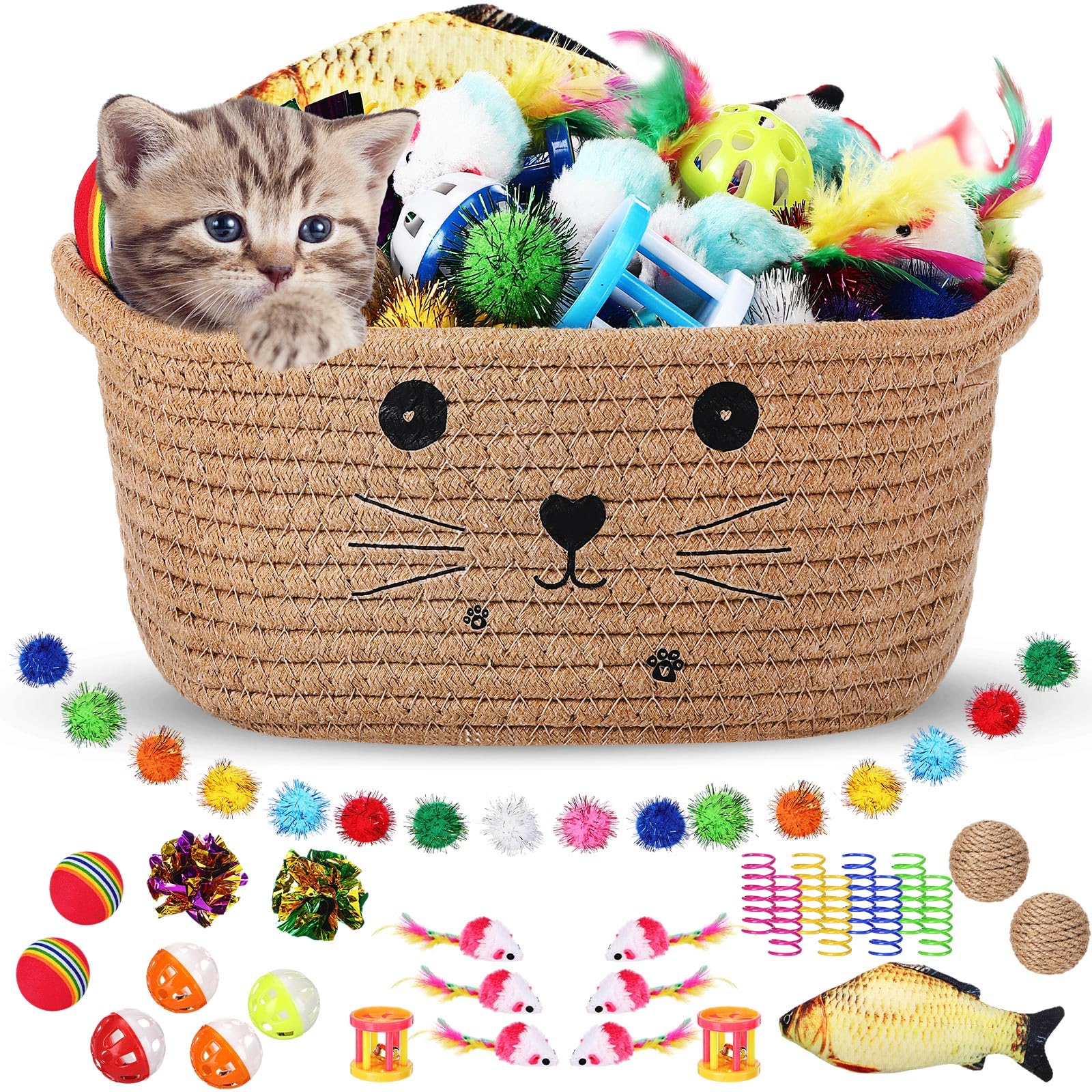 Zopeal 58-pcs cat toy set full contents for versatile play options