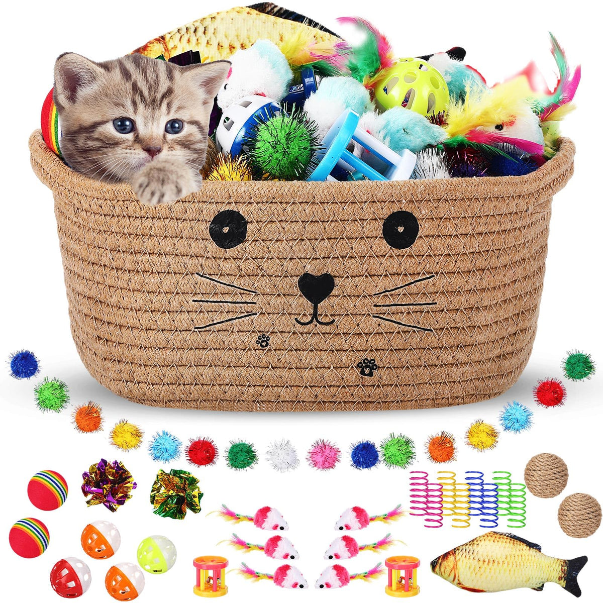 Zopeal 58-pcs cat toy set full contents for versatile play options