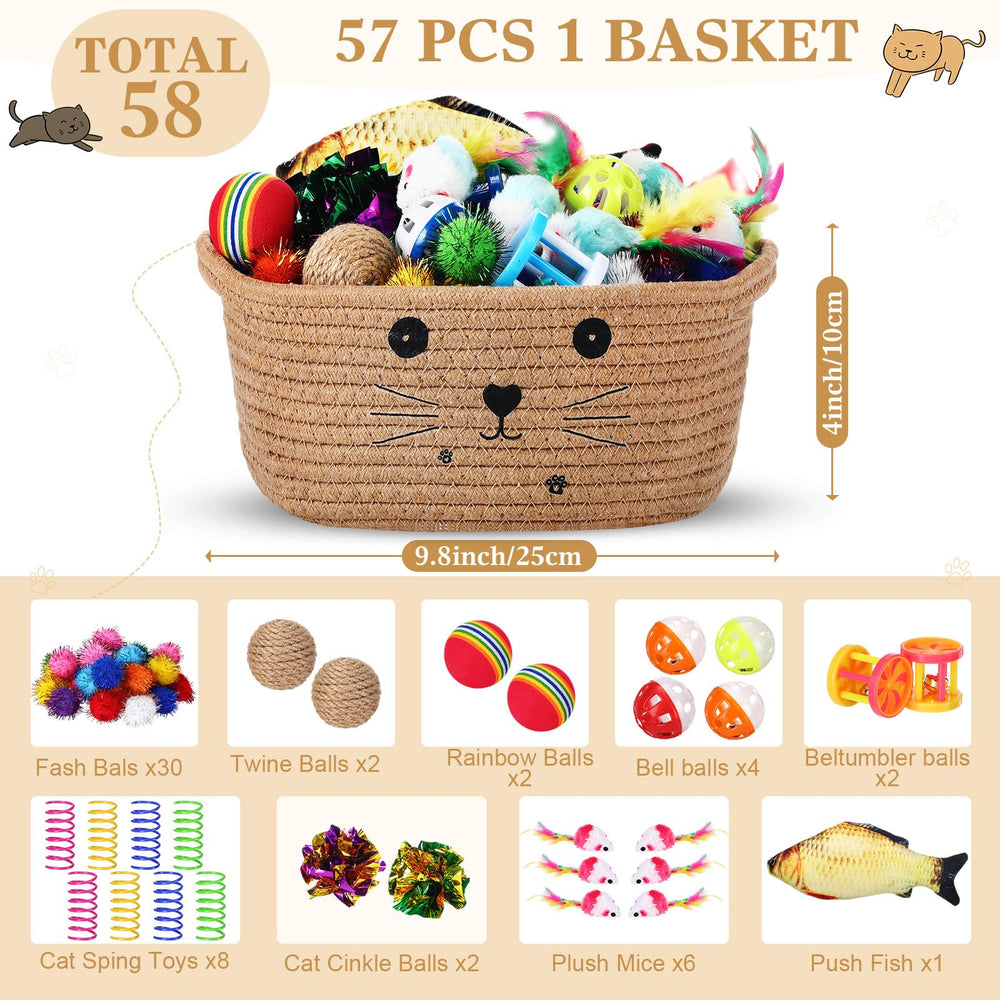 Zopeal cat storage basket khaki close-up shows organized toy storage