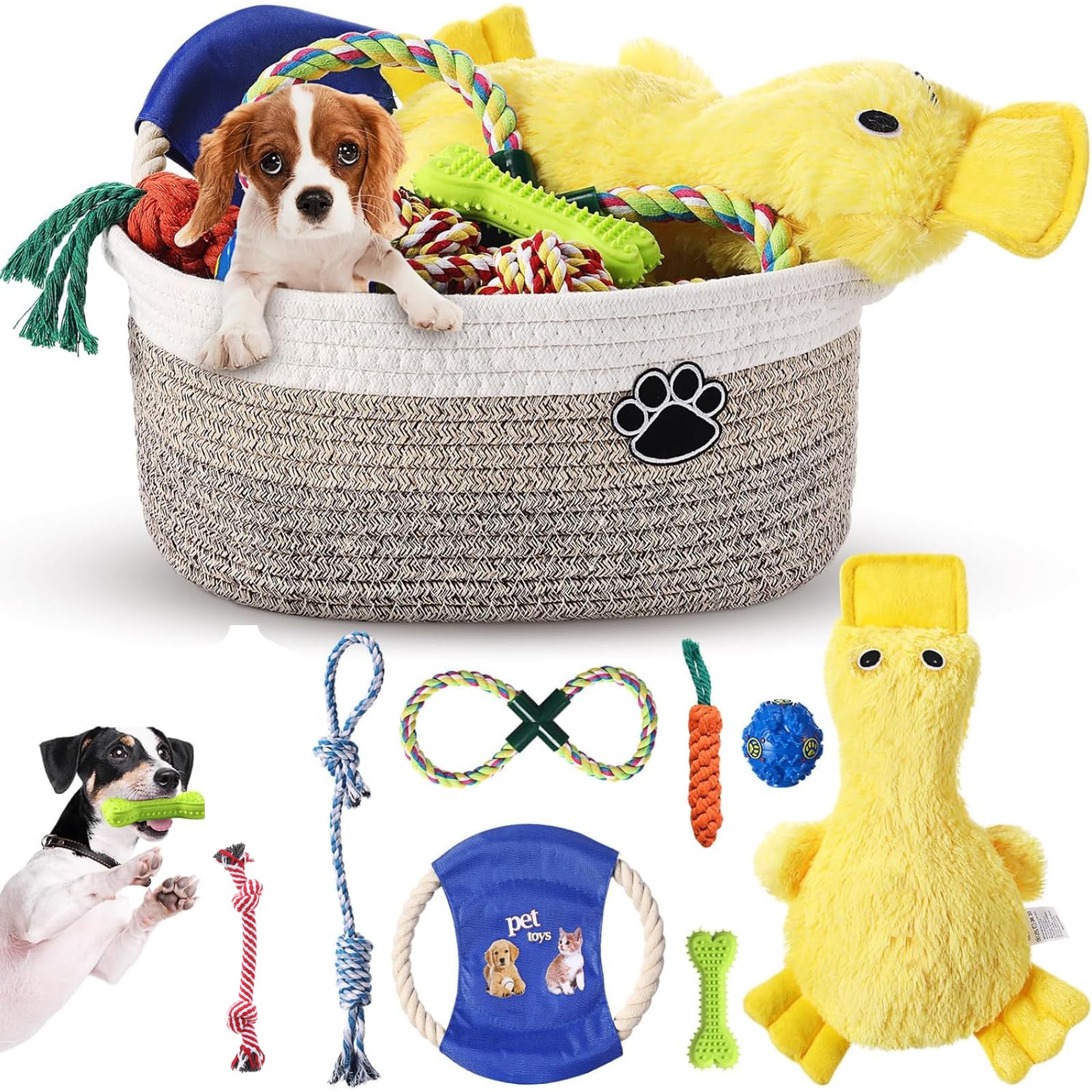 Zopeal puppy toy storage basket full set for organized playtime.