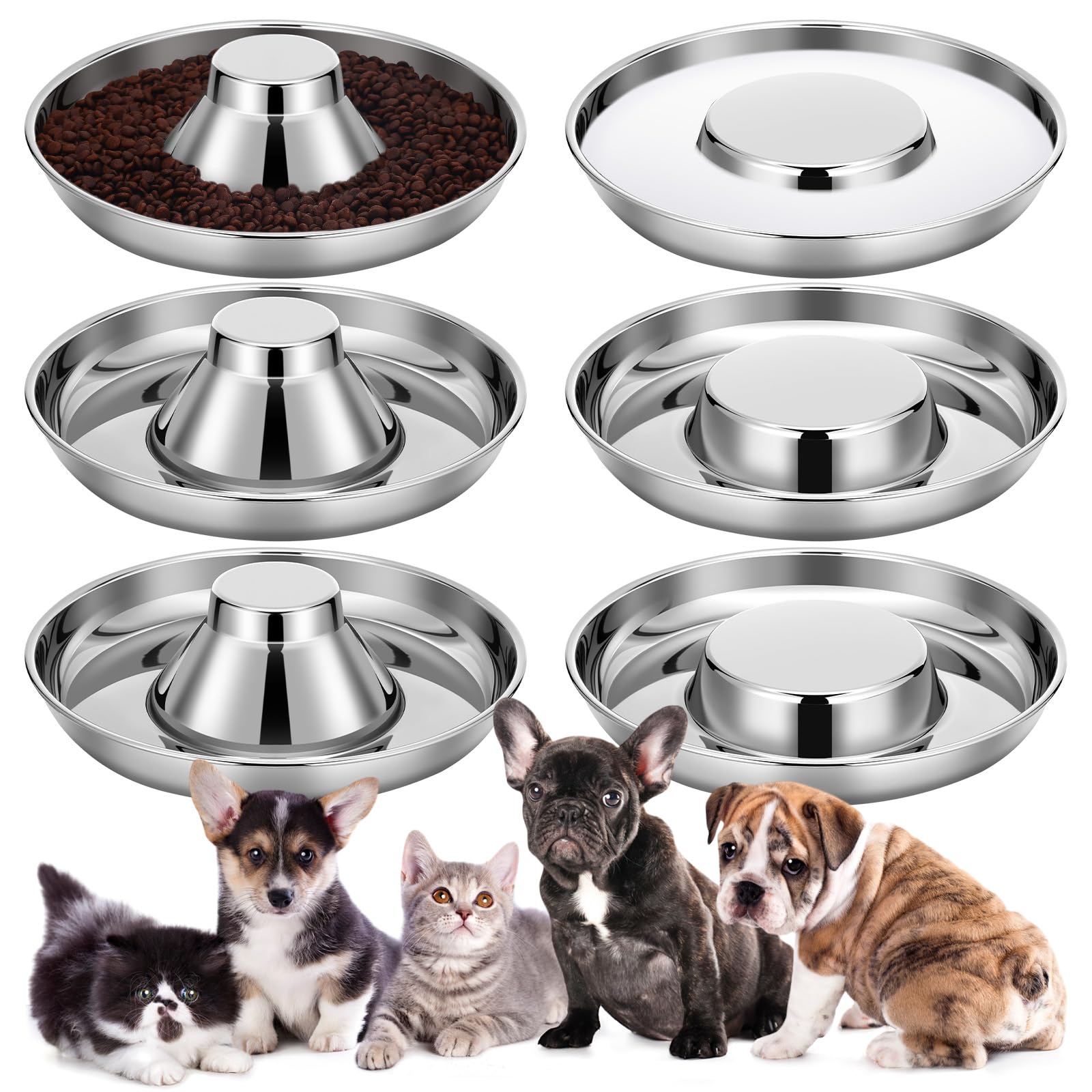 Zopeal stainless steel puppy bowls, 10.2 inch diameter, ideal for large-group feeding
