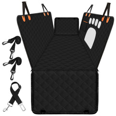 Zoramey back seat pet cover with mesh window promoting airflow for calmer rides.