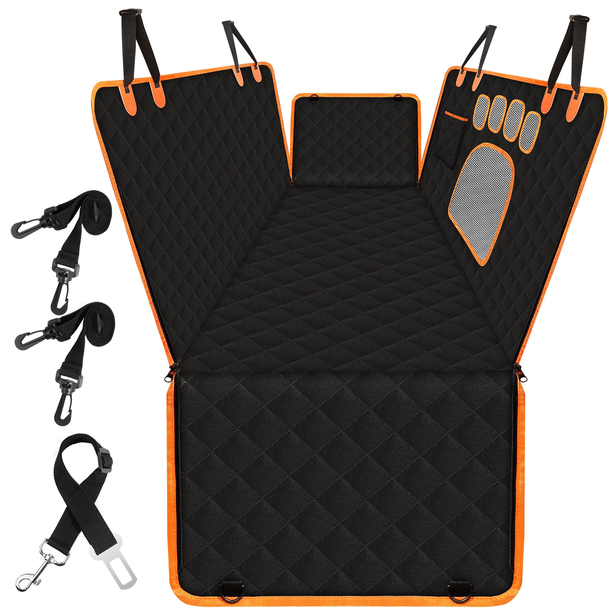 Zoramey dog hammock car mesh window shows breathable airflow for calmer rides.