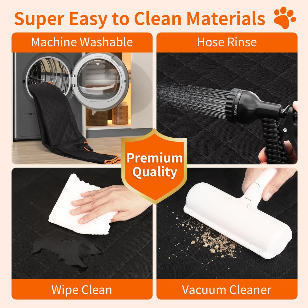 Zoramey dog hammock easy-clean fabric simplifies cleanup after muddy outings.