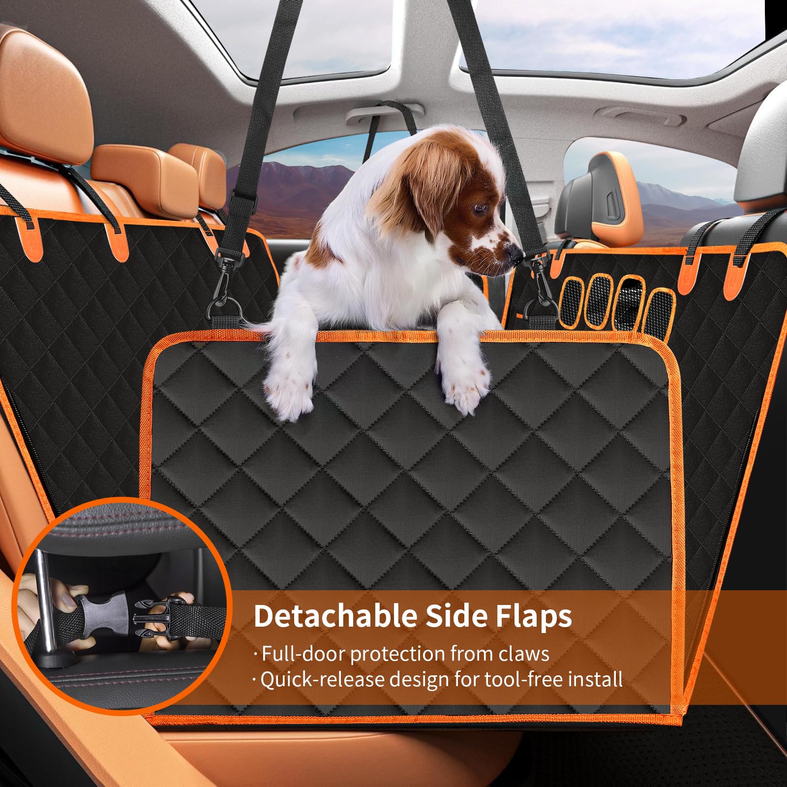 Zoramey dog hammock nonslip backing prevents shifting on bumpy trips.