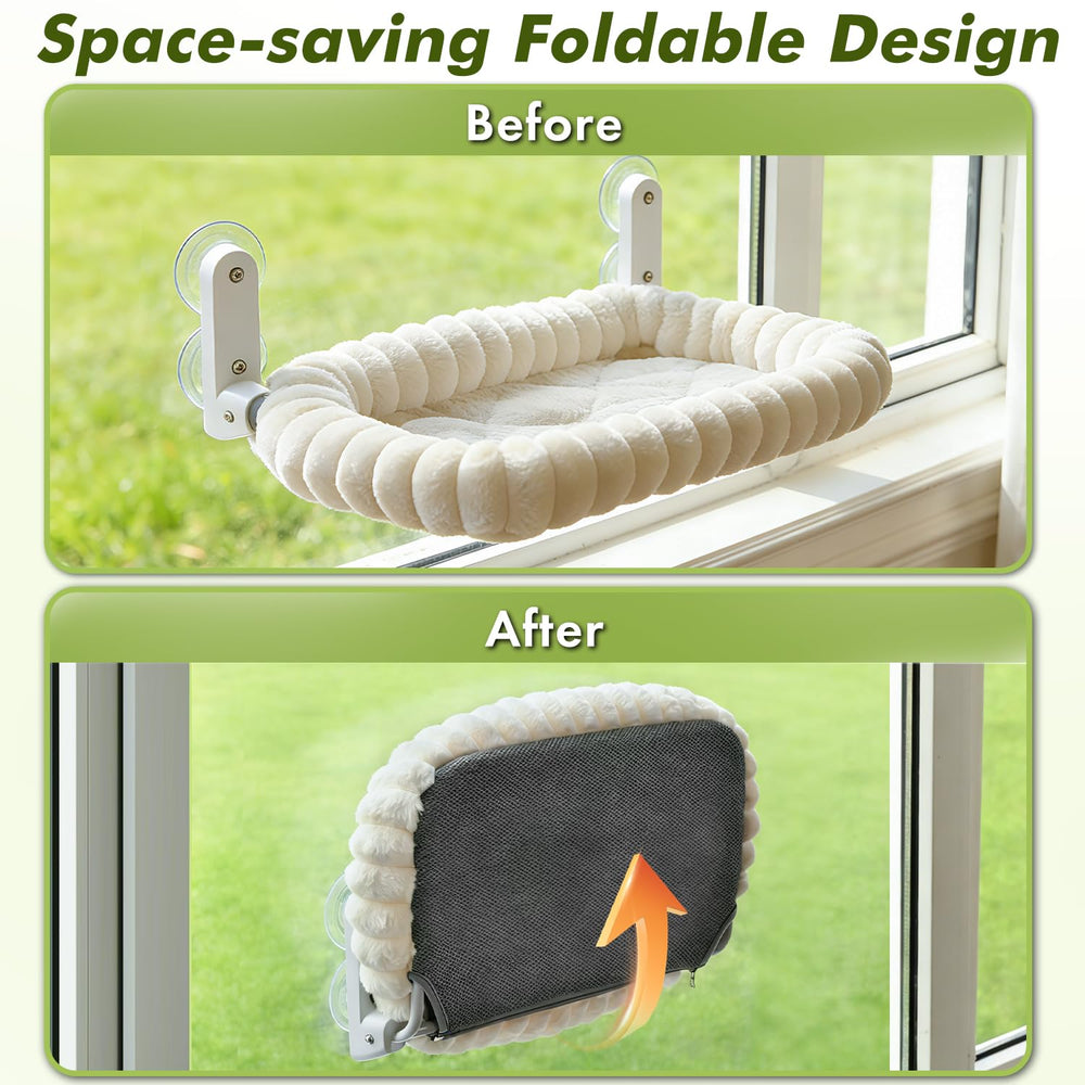 Zoratoo Cat Window Perch cordless suction cups enable easy relocation across rooms.