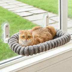 Zoratoo cat window perch folded-flat gray design for space-saving storage near windows