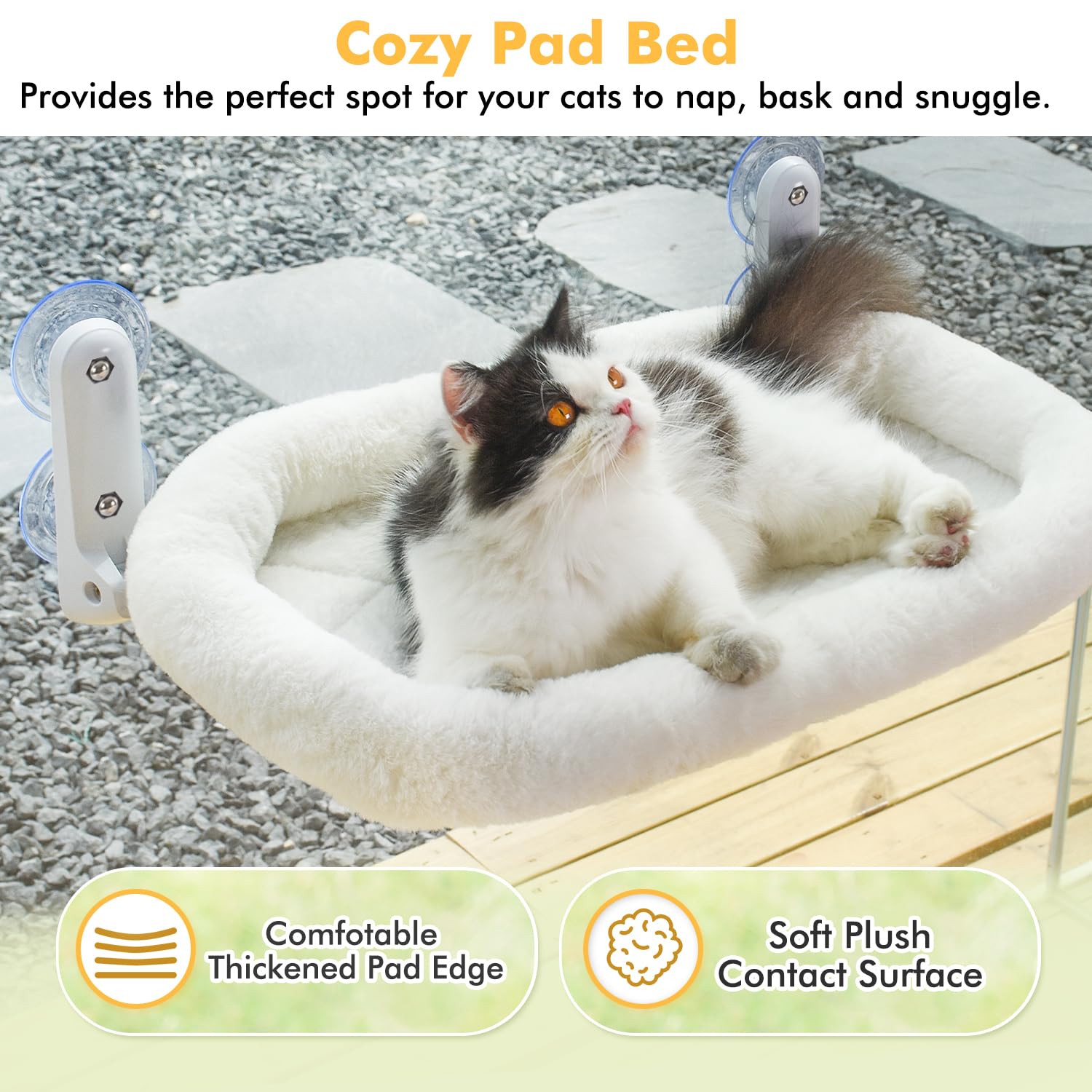 Zoratoo cat window perch frame closeup highlighting sturdy metal frame for larger cats.