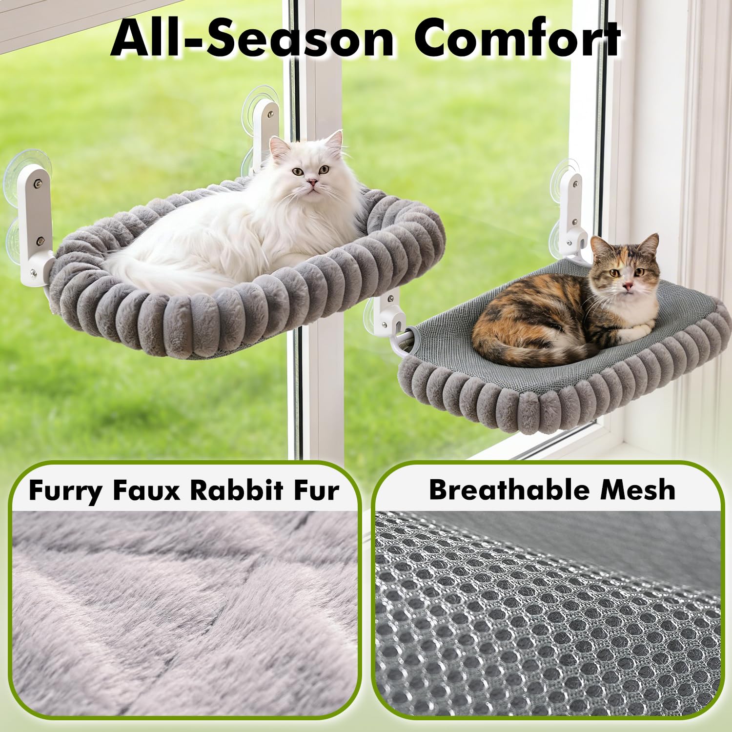 Zoratoo cat window perch metal frame ensures durable stability for multi-cat lounging