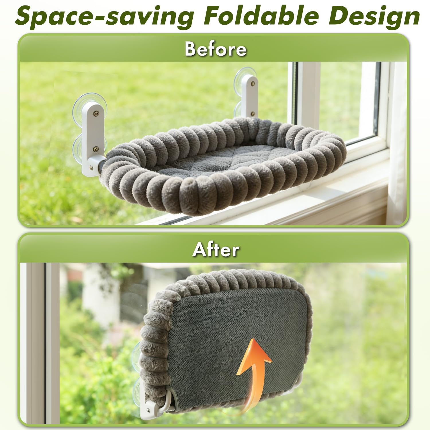 Zoratoo cat window perch suction-cups attachment provides secure mounting on clean glass