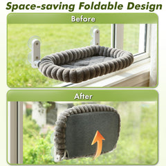 Zoratoo cat window perch suction-cups attachment provides secure mounting on clean glass