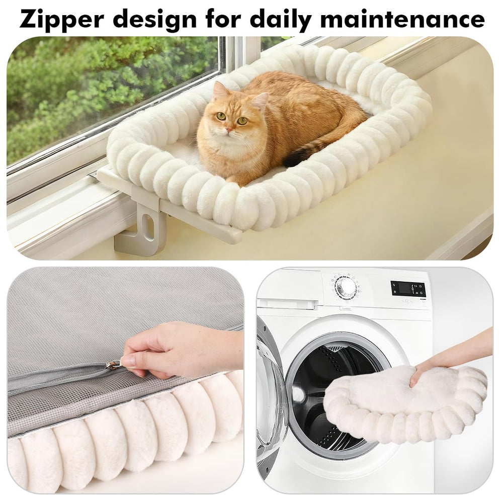 Zoratoo cat window seat on sturdy metal frame supports calm bird watching.