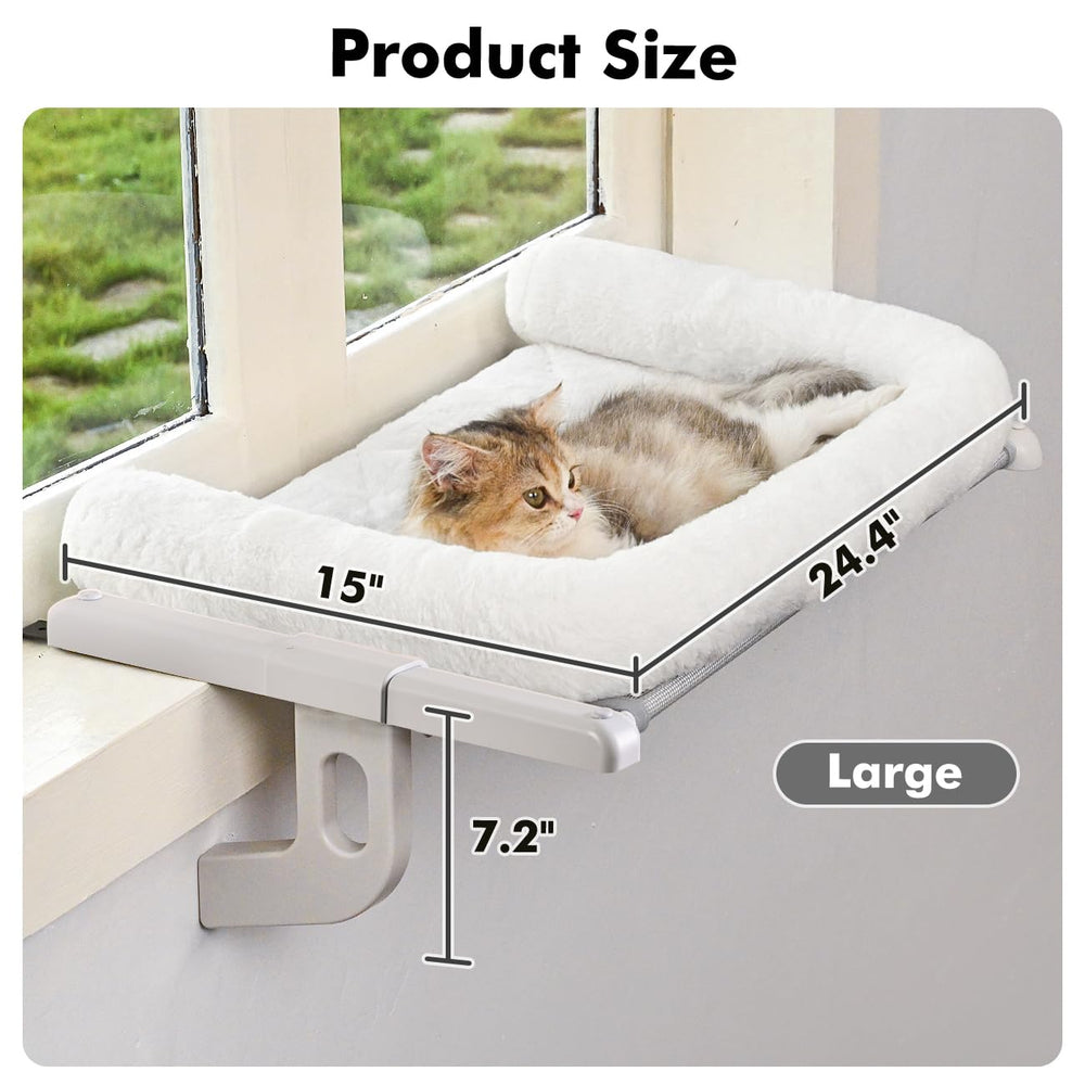 Zoratoo cat window sill perch bolster close-up shows plush fabric and zipper-removable cover