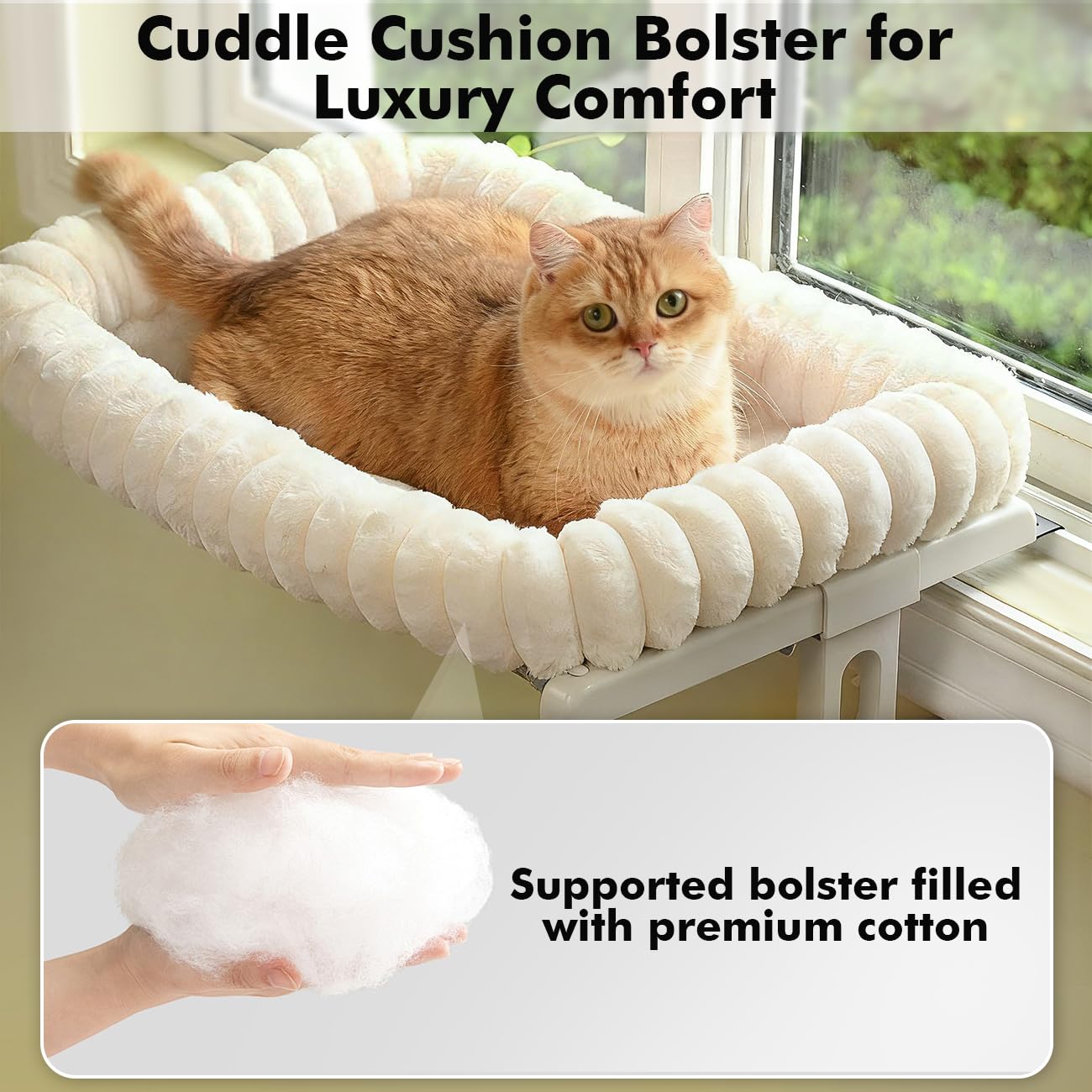 Zoratoo Cloud-Cuddle cat snuggling on perch enjoying private sunlit space
