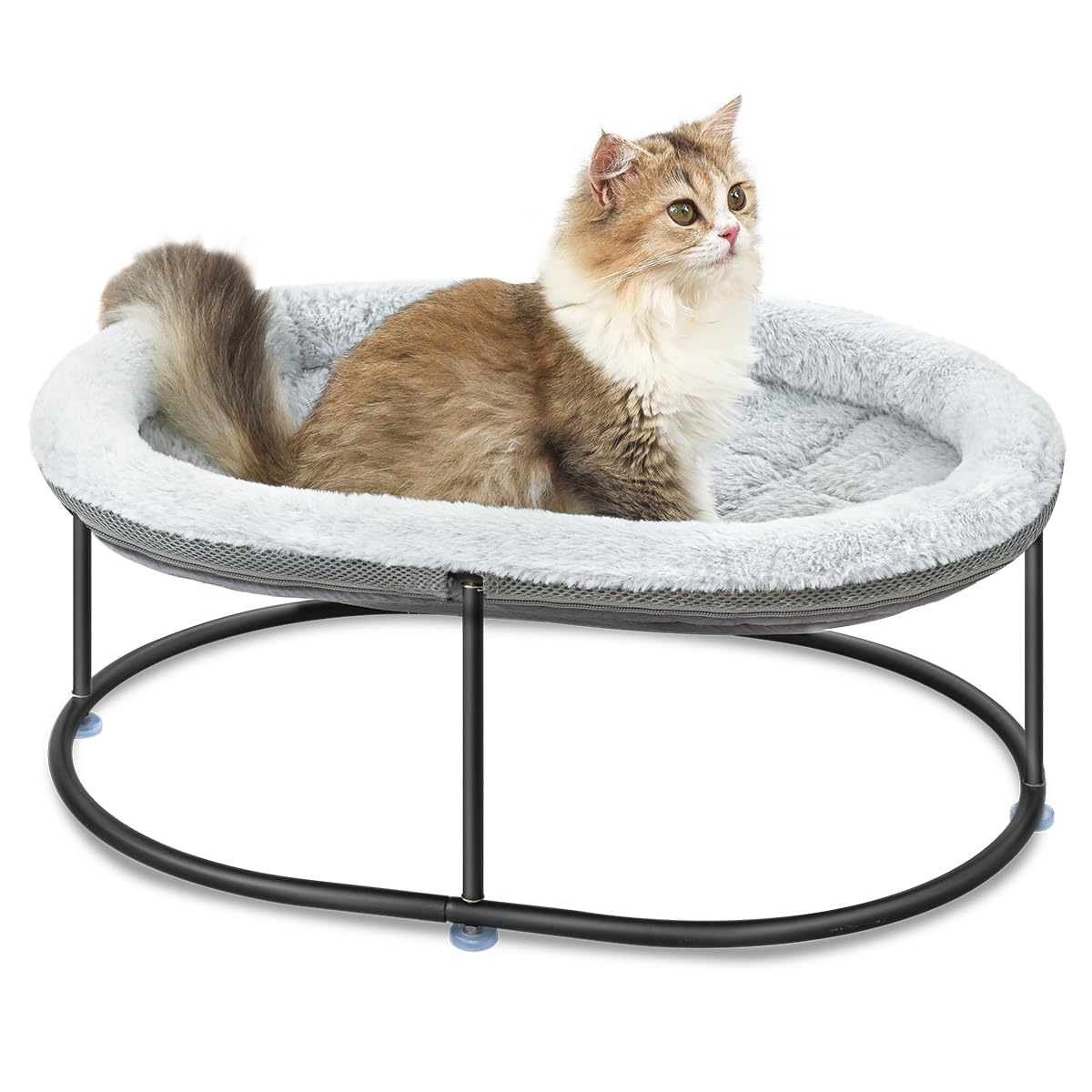 Zoratoo Elevated Cat Hammock Oval Shape provides roomy, comfortable sleep positions for indoor cats.