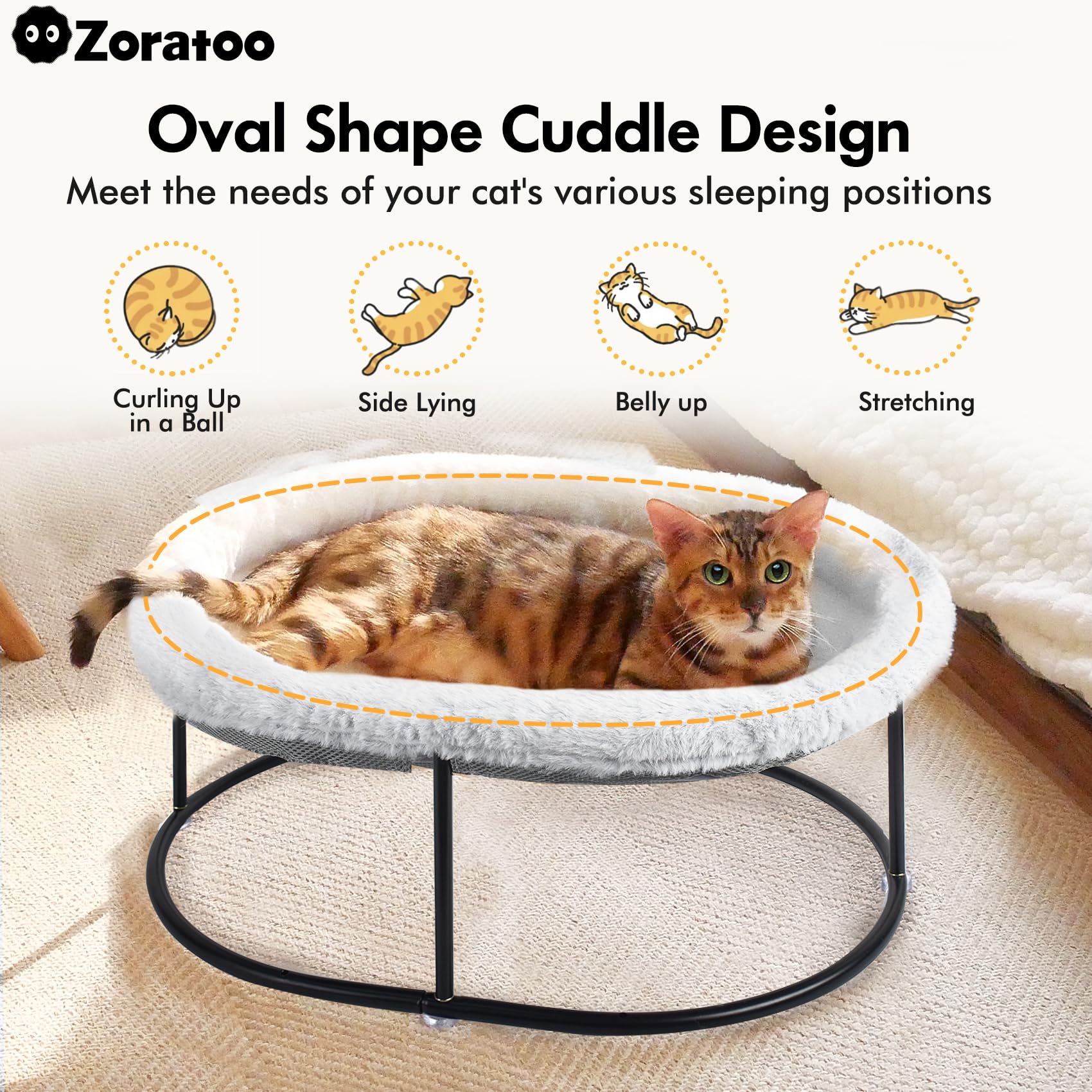 Zoratoo Elevated Hammock 8-Inch Off Ground keeps pets clean by avoiding the floor.