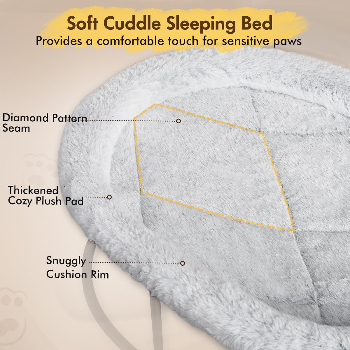 Zoratoo Plush Cuddle Rim Bed highlights soft touch and head cushioning for cozy naps.