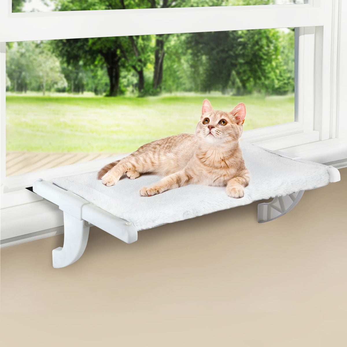Zoratoo Window Sill Perch side view highlighting sturdy frame for cozy indoor cat lounging and sunbathing
