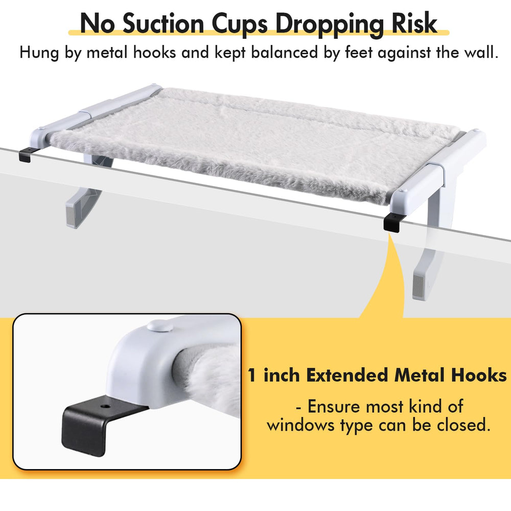 Zoratoo Window Sill Perch sturdy frame supports up to 40lbs for larger cats