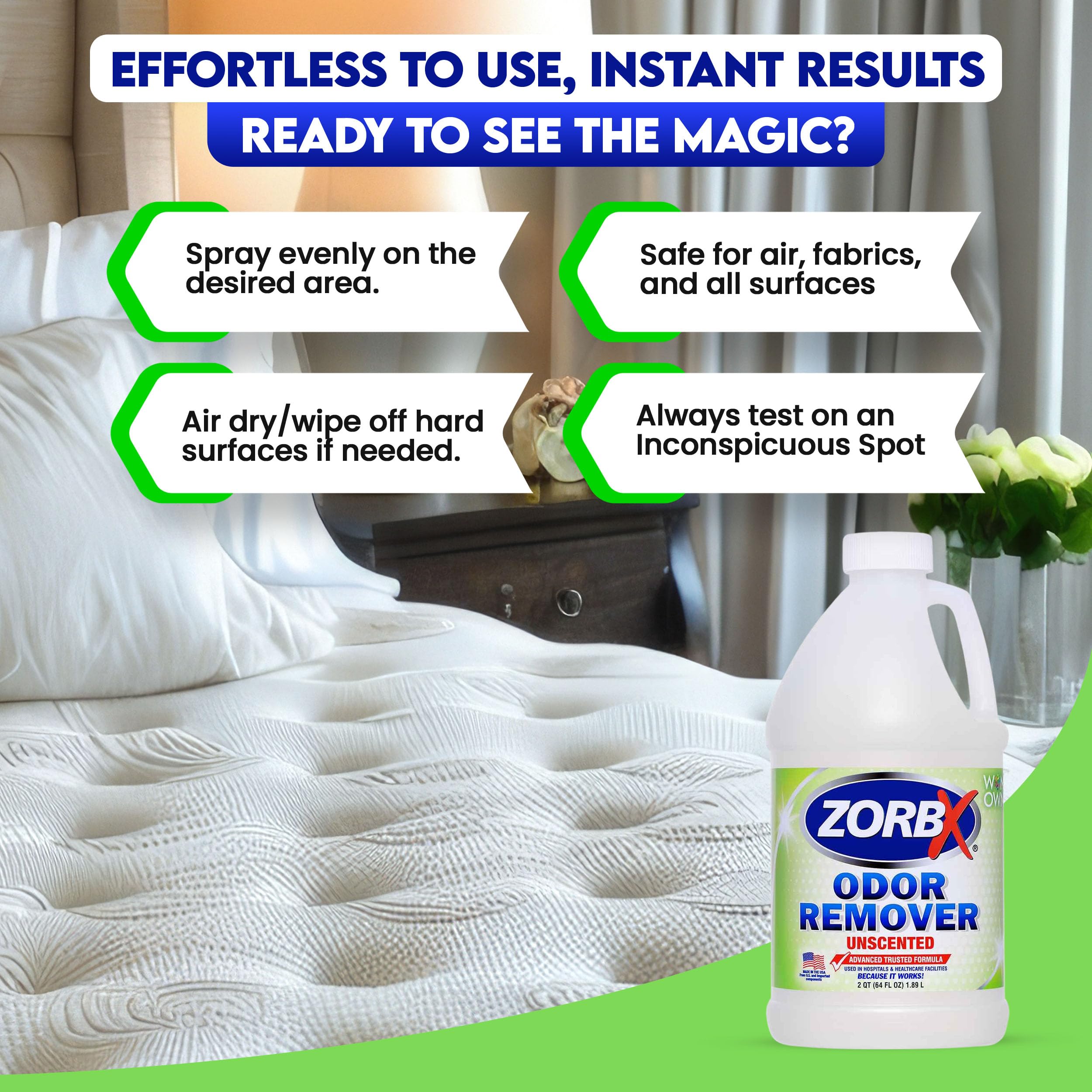ZORBX 64oz bottle for car, home, or travel use