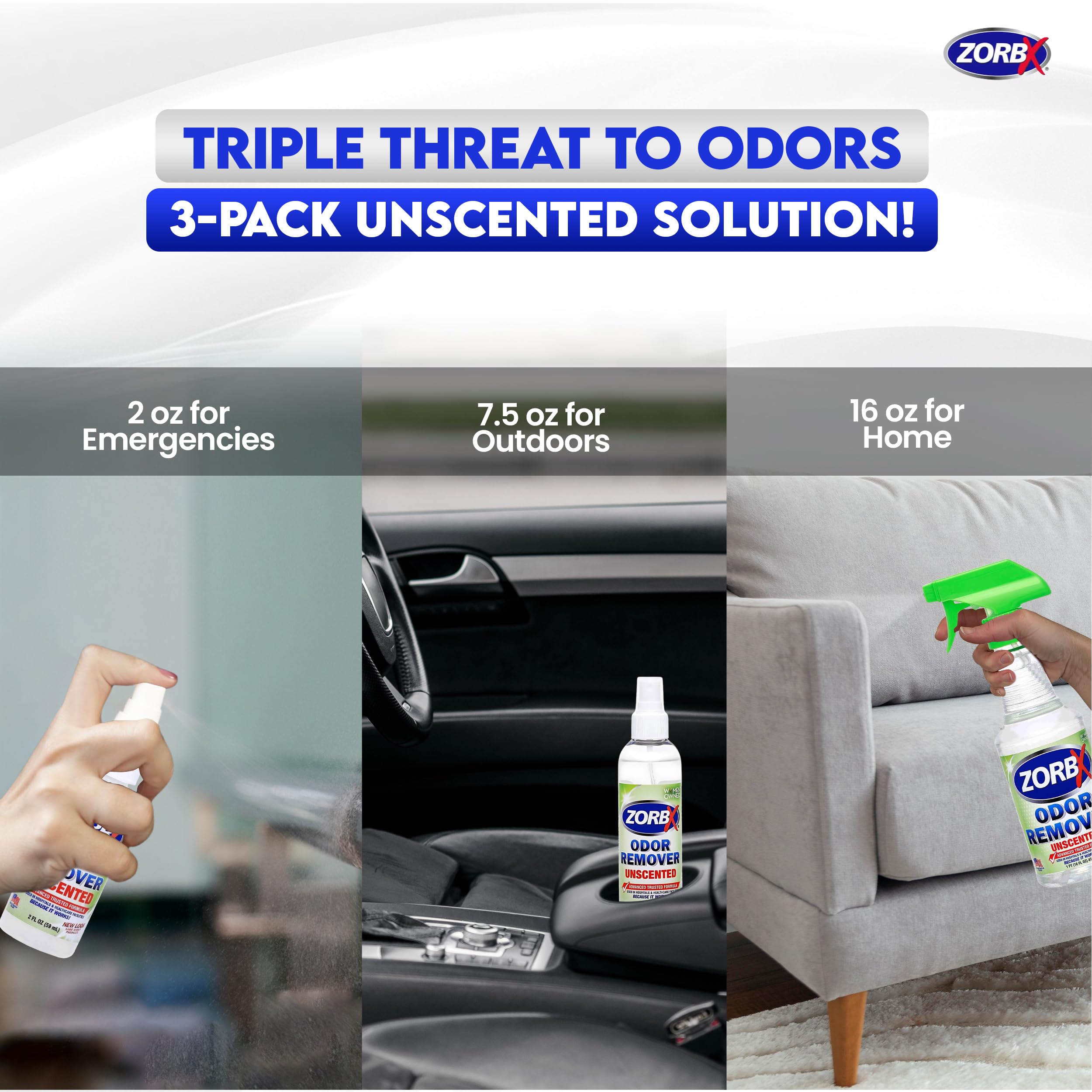 ZORBX hospital use image showing fragrance-free odor elimination in care settings.