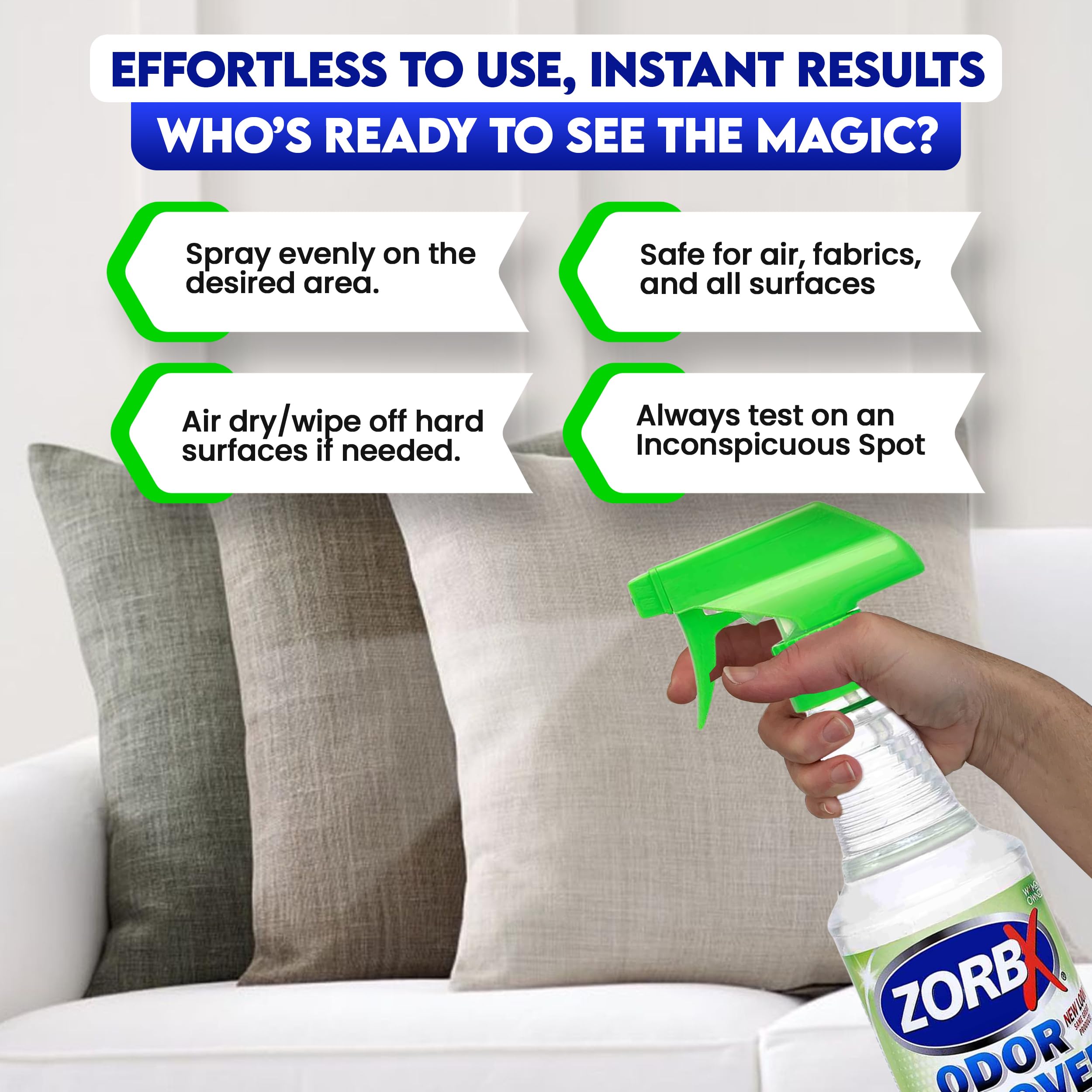 ZORBX odor remover 32oz spray tackles tough smells in basements and garages.