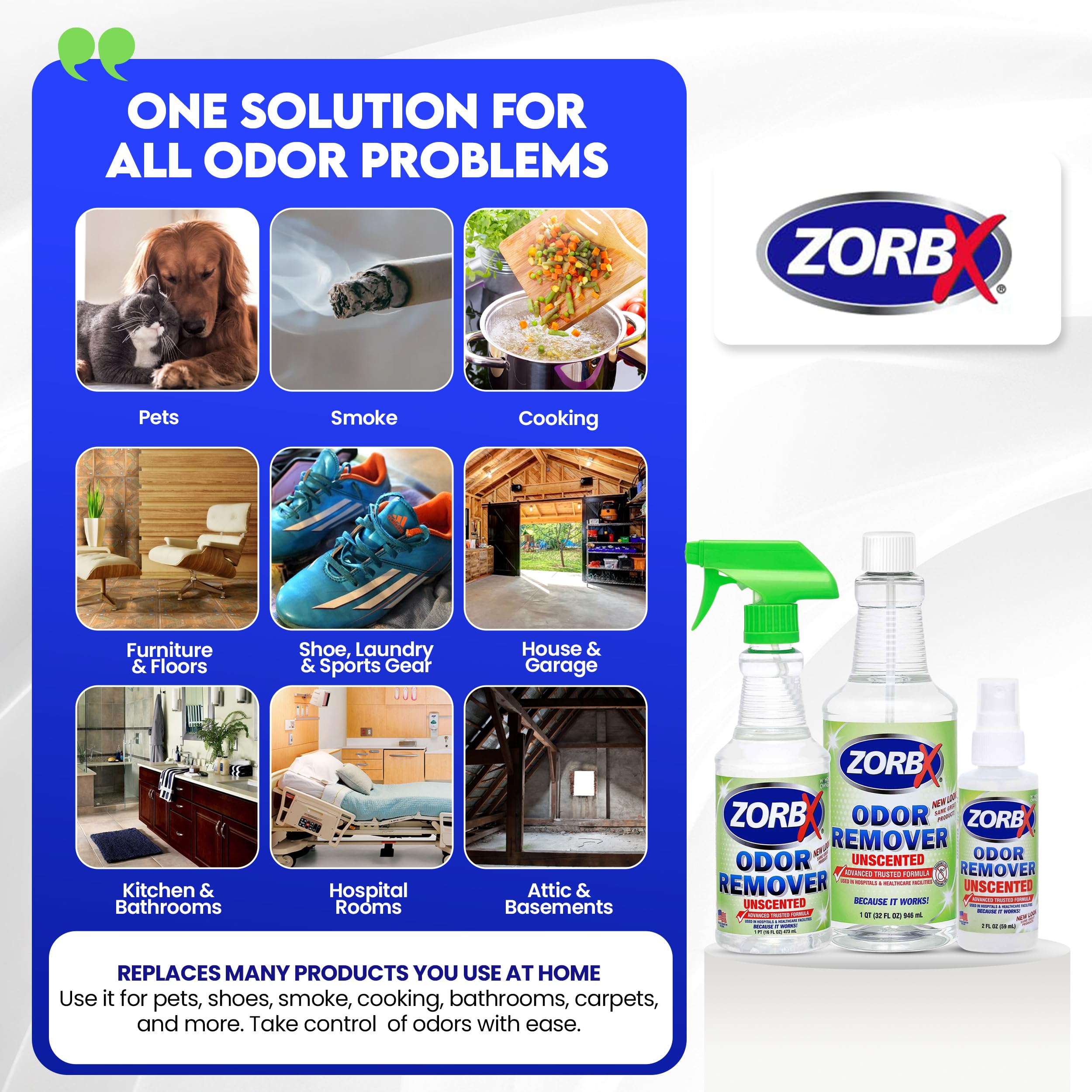 ZORBX 32oz refill jug to extend odor removal between applications.