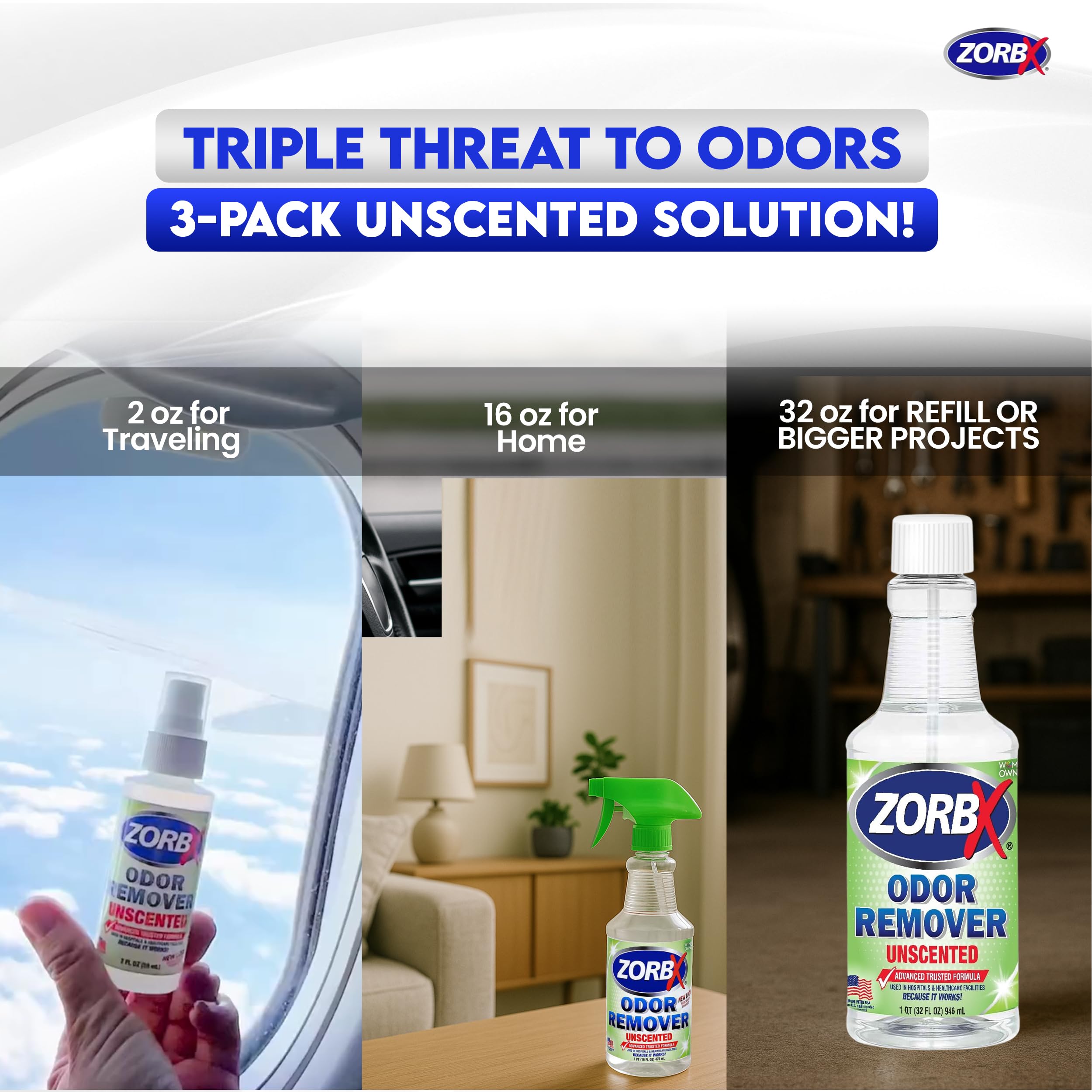 ZORBX unscented formula delivers cleaner air without overpowering scents.