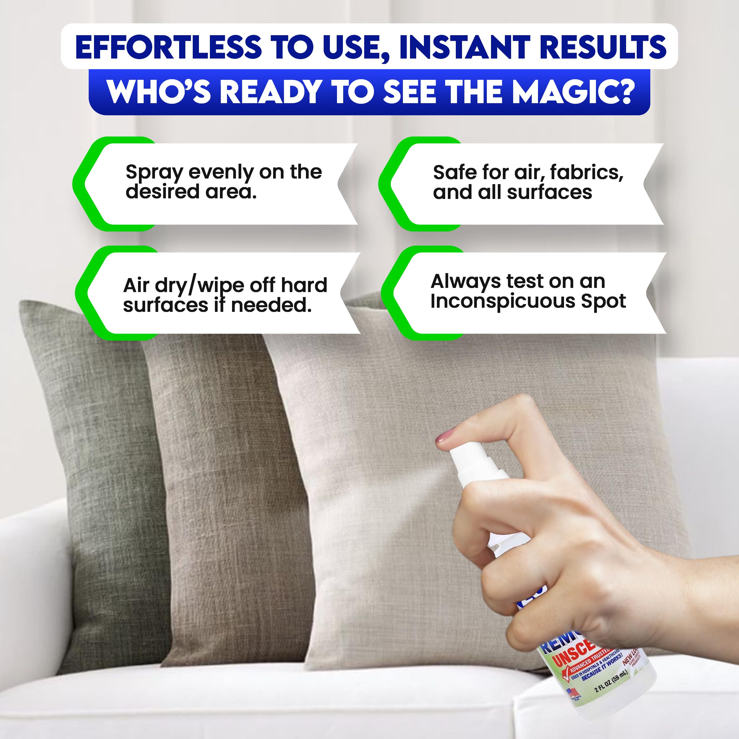 ZORBX Unscented Odor Eliminator pack label closeup highlights fragrance-free formula