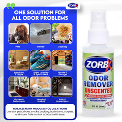 ZORBX Unscented Odor Eliminator spray action shows fast-acting odor removal in real time