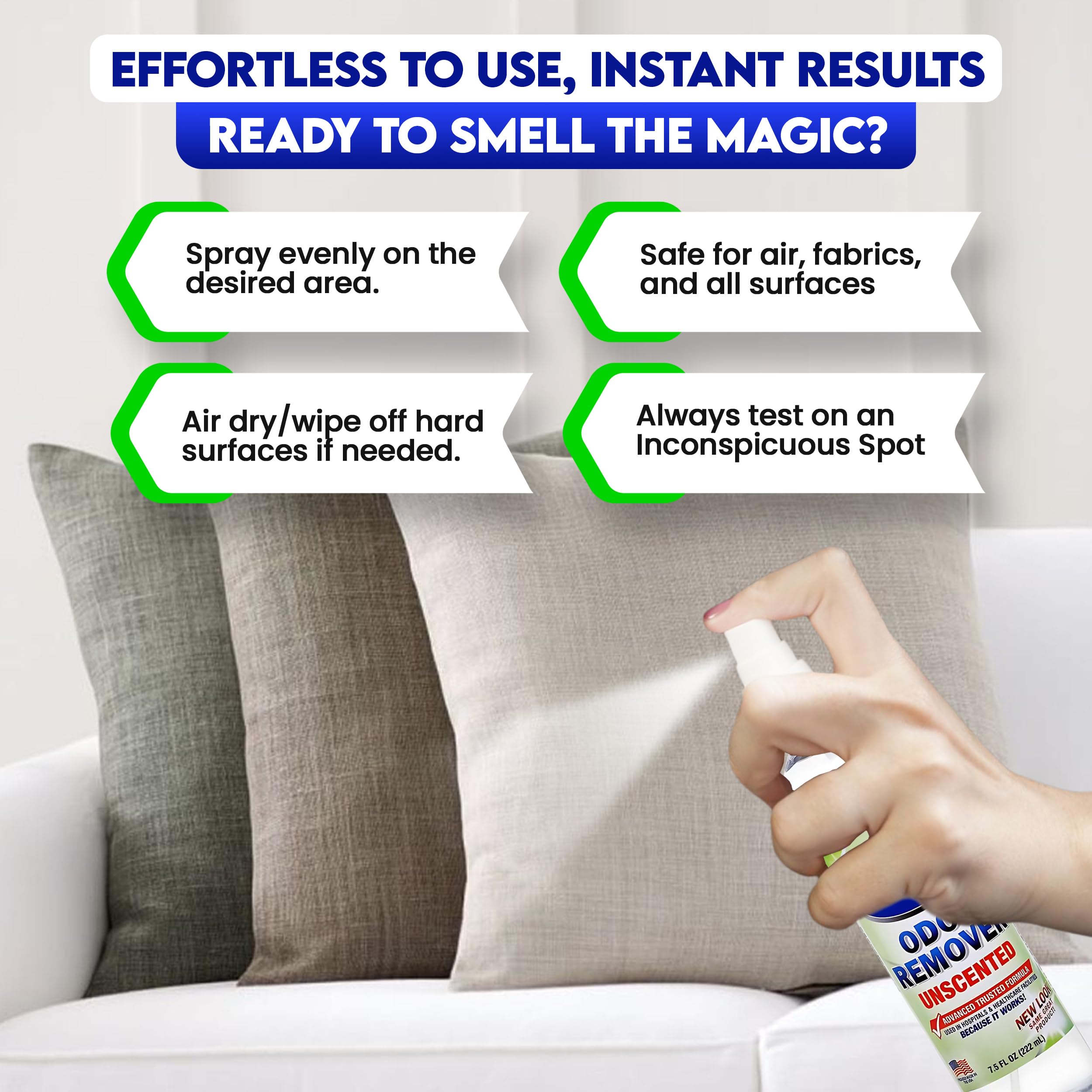 ZORBX unscented odor remover 7.5oz bottle for quick refreshes.