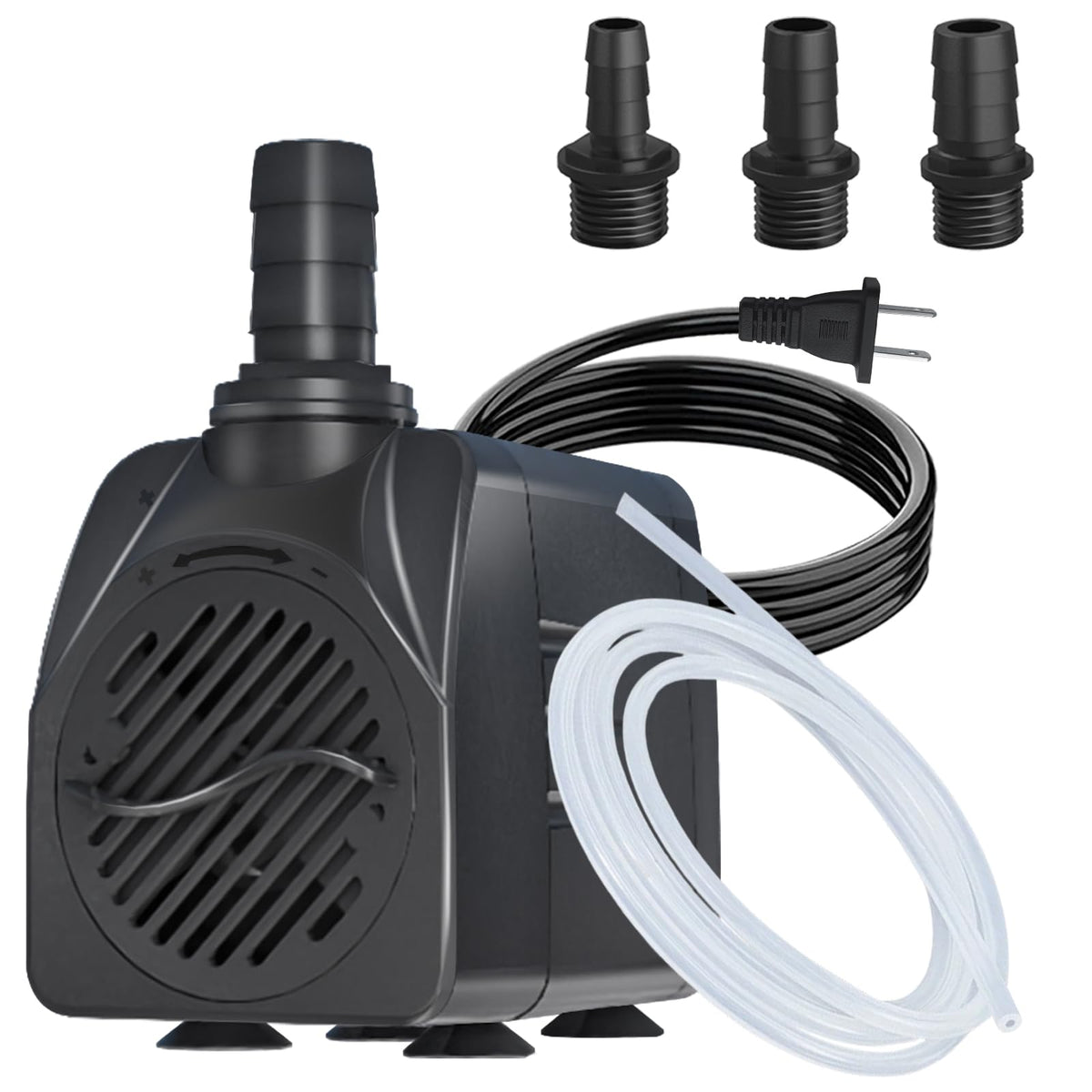 Zoronk 400GPH submersible pond pump front view showing compact design for fountains.