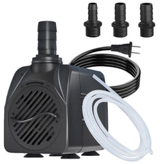 Zoronk 400GPH submersible pond pump front view showing compact design for fountains.