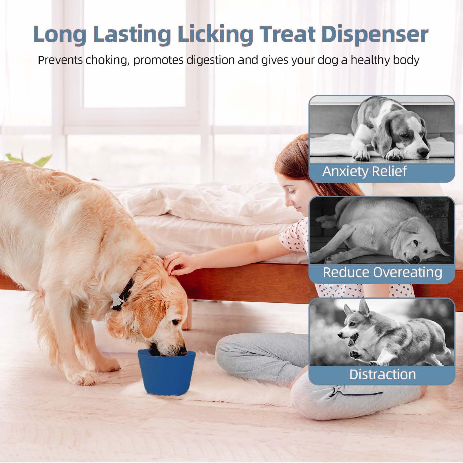 ZOURYNUA dog slow feeder bowl in dark blue color adds stylish safety