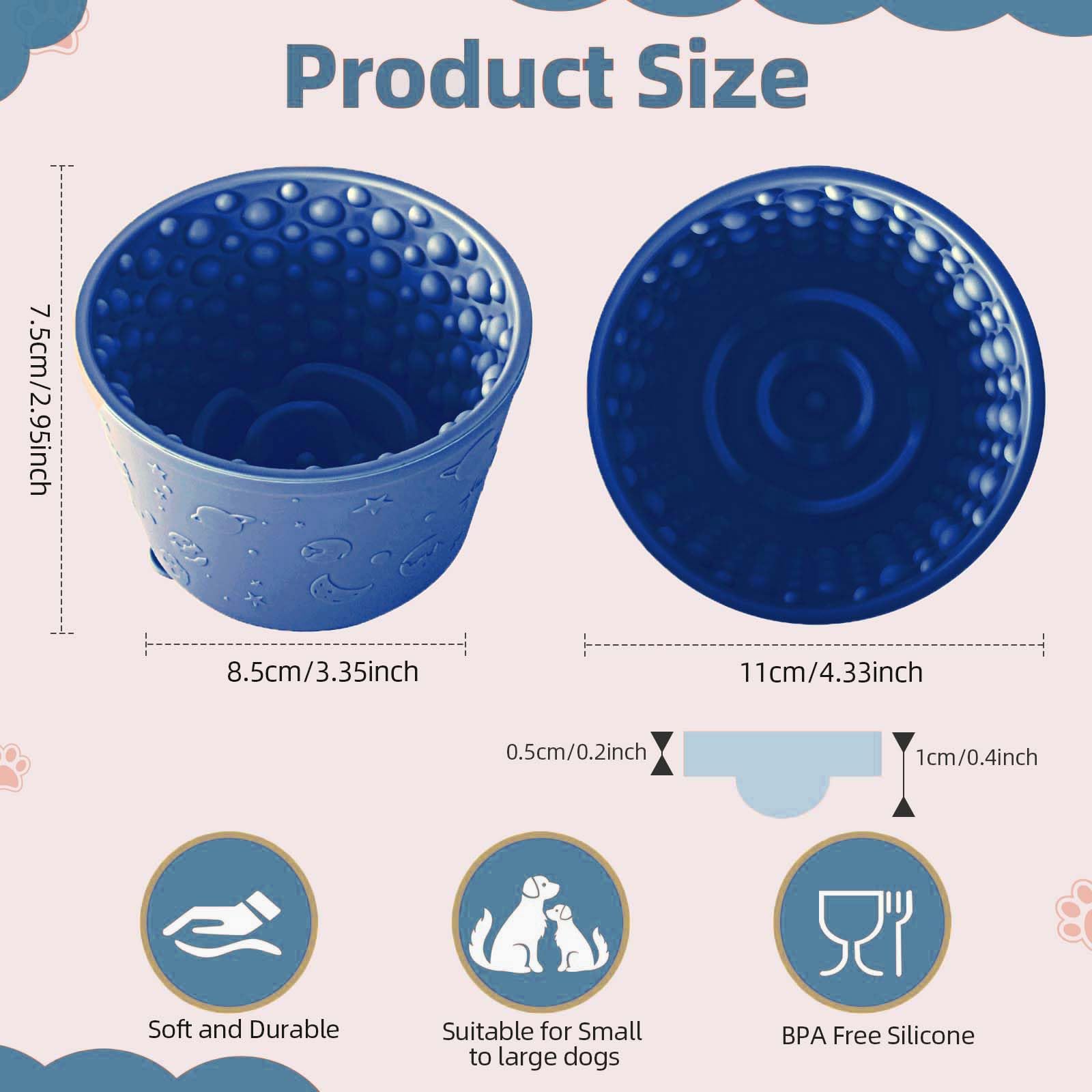 ZOURYNUA dog slow feeder bowl inside view highlighting treat-dispensing surface