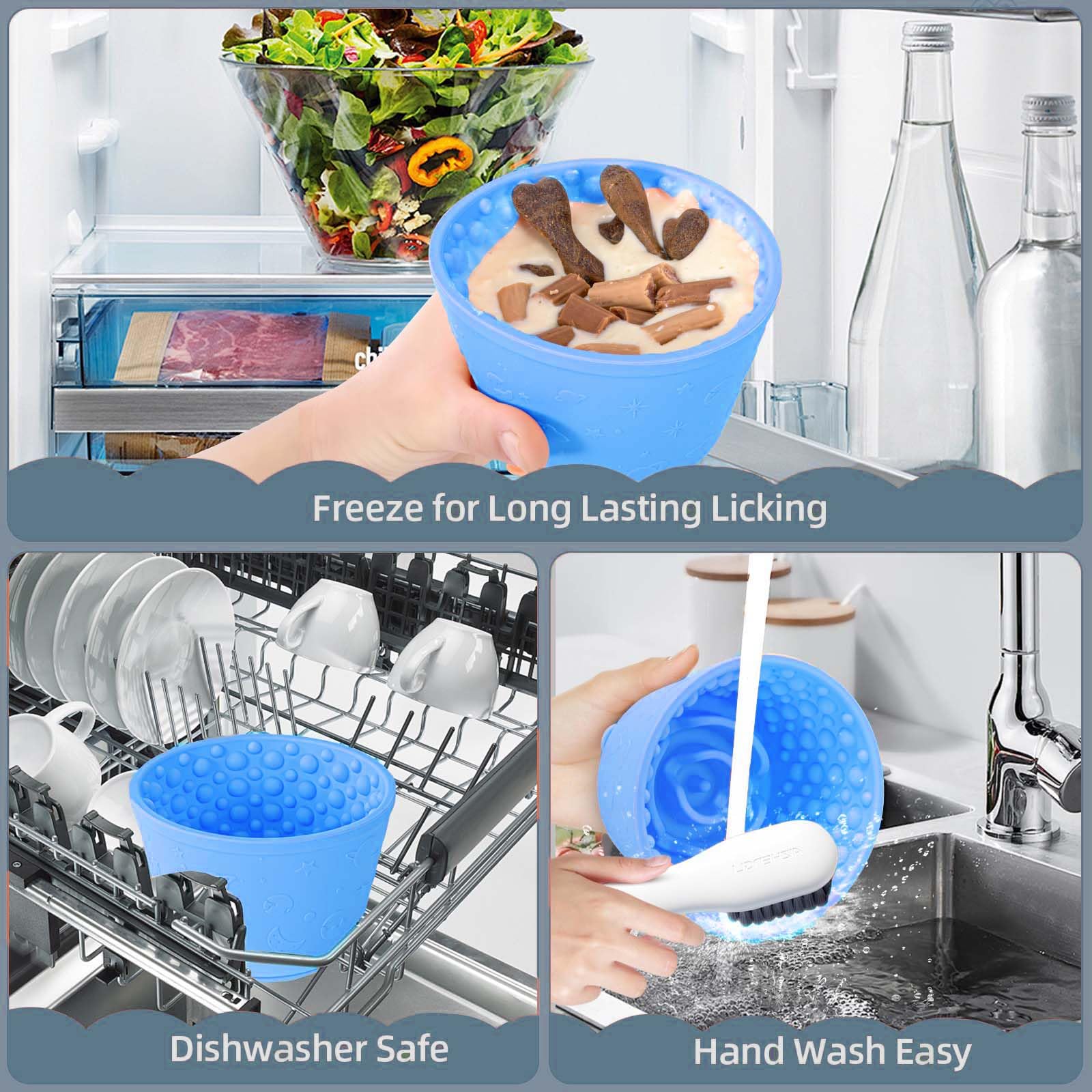 ZOURYNUA light blue dog slow feeder bowl adds color while encouraging calmer meals.