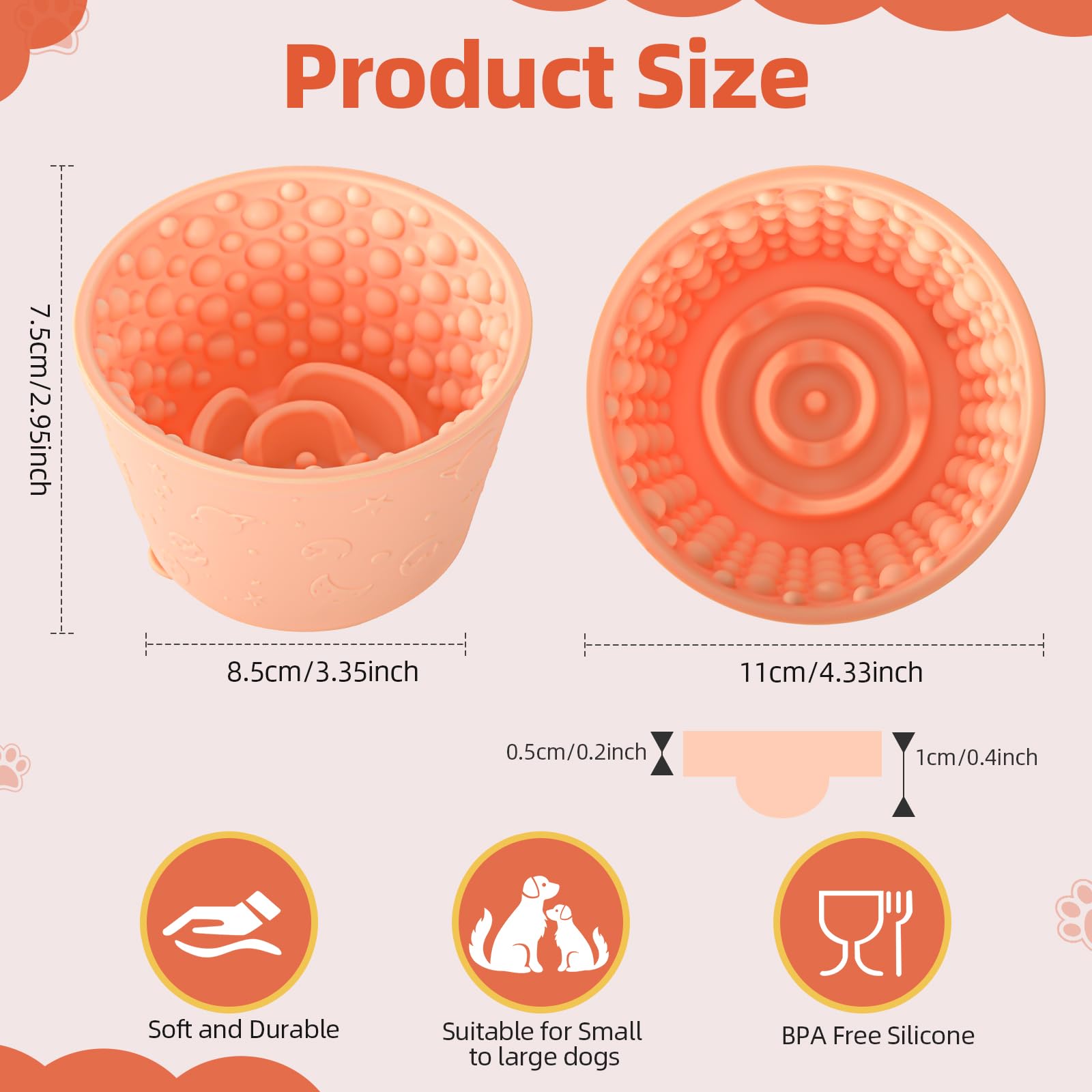 ZOURYNUA bowl with non-slip suction cup stays steady during feeding.
