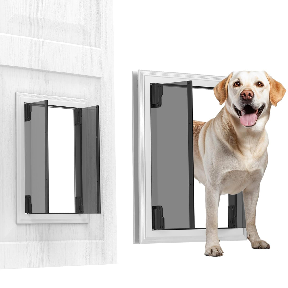 ZOUTEX XLarge dog door frame close-up shows durable aluminum construction for heavy dogs.