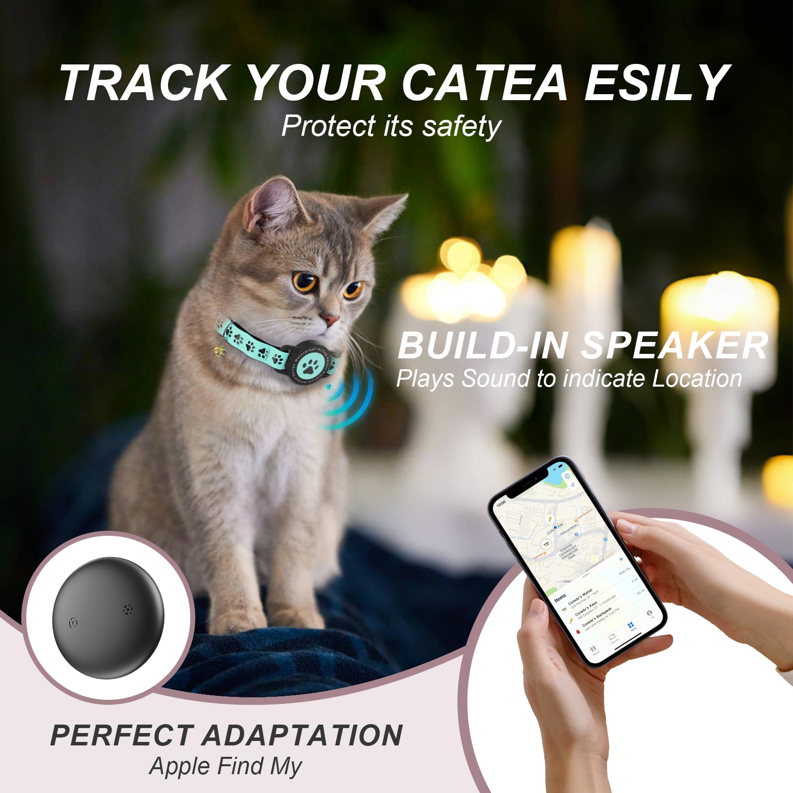 ZOWPET airtag collar protective case shields the tracker from drops