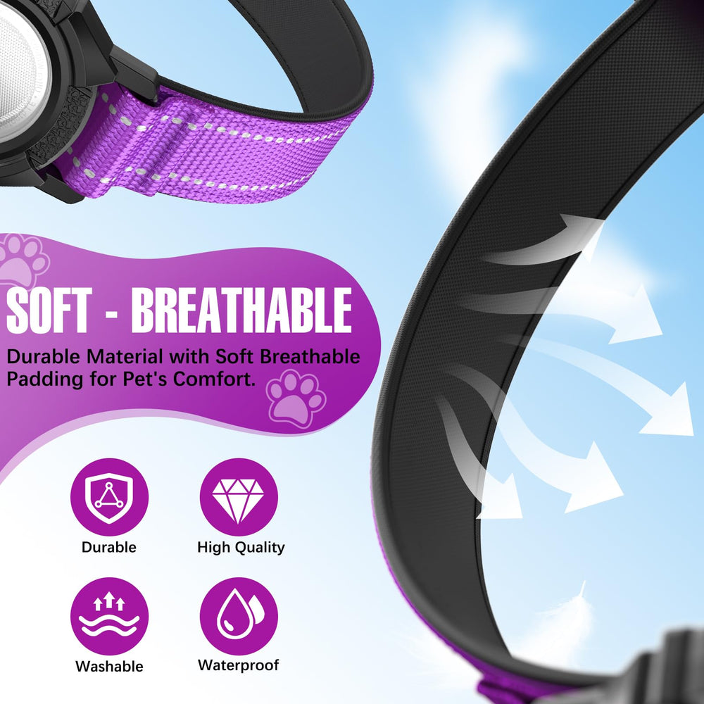 ZOWPET AirTag dog collar purple XL padded comfort on daily outings.
