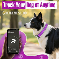 ZOWPET AirTag dog collar purple XL side view showing rugged build and everyday comfort.