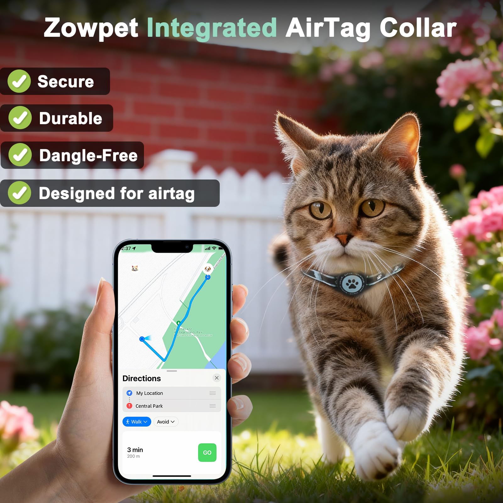 ZOWPET Airtag holder blue XS integrated sleeve for secure tracking