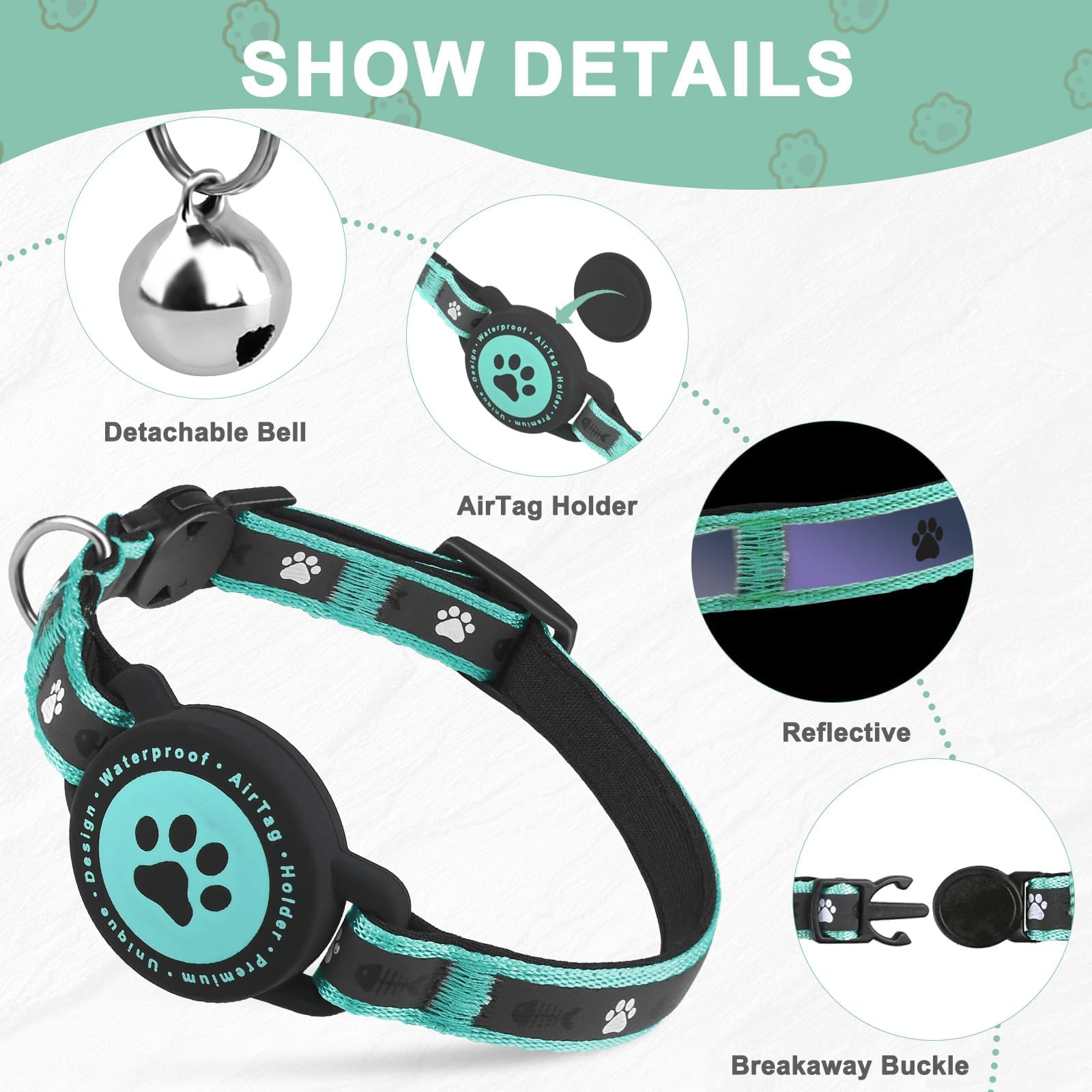 ZOWPET Airtag Cat Collar interior padding keeps pets comfortable during wear.