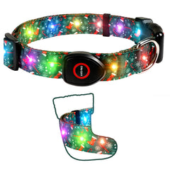 ZOWPET Christmas pattern dog collar for festive visibility during walks.