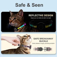 Collar ZOWPET reflectivo con rayas nocturnas para localizar al gato rápidamente.
