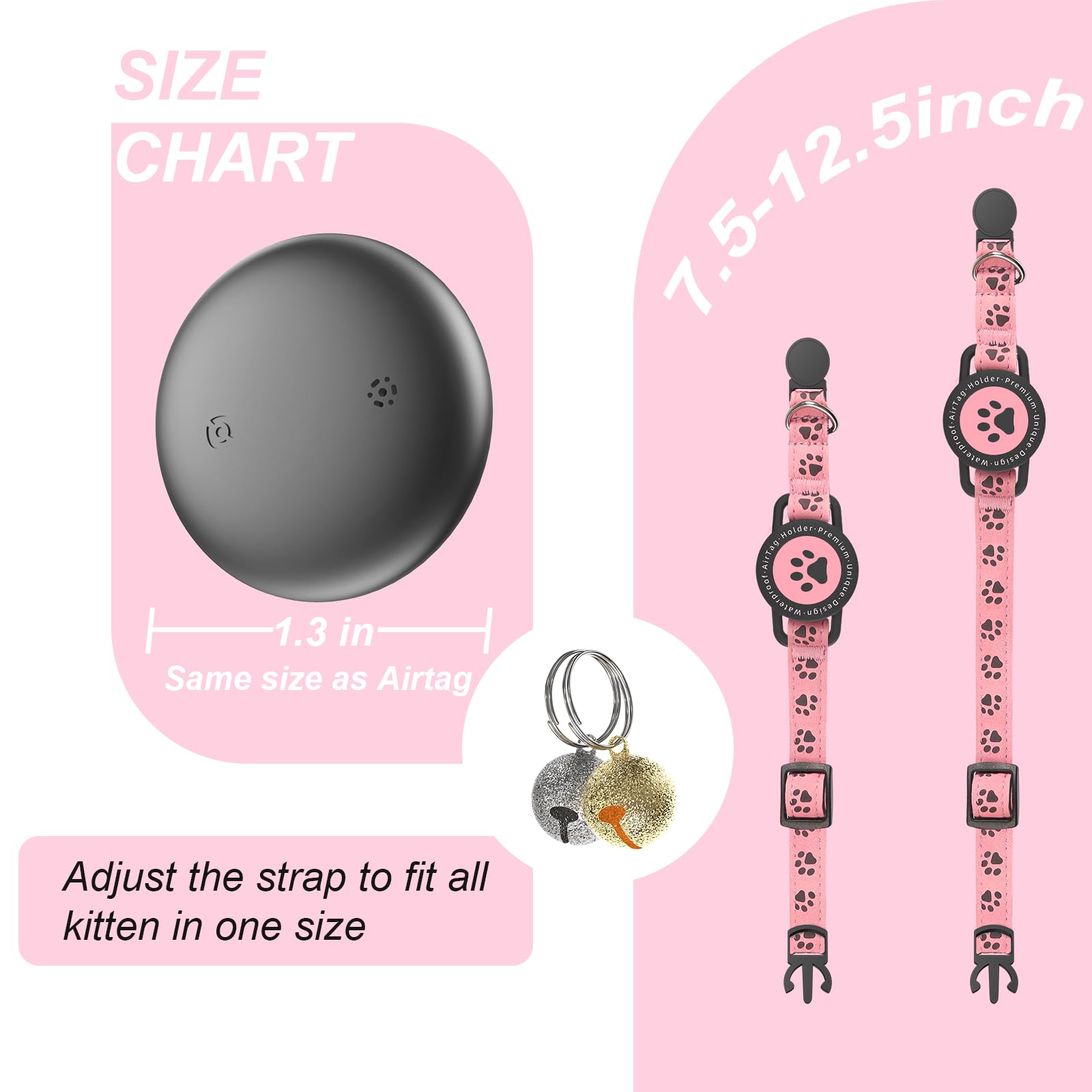 ZOWPET GPS cat collar pink lightweight TPV material provides comfortable wear.