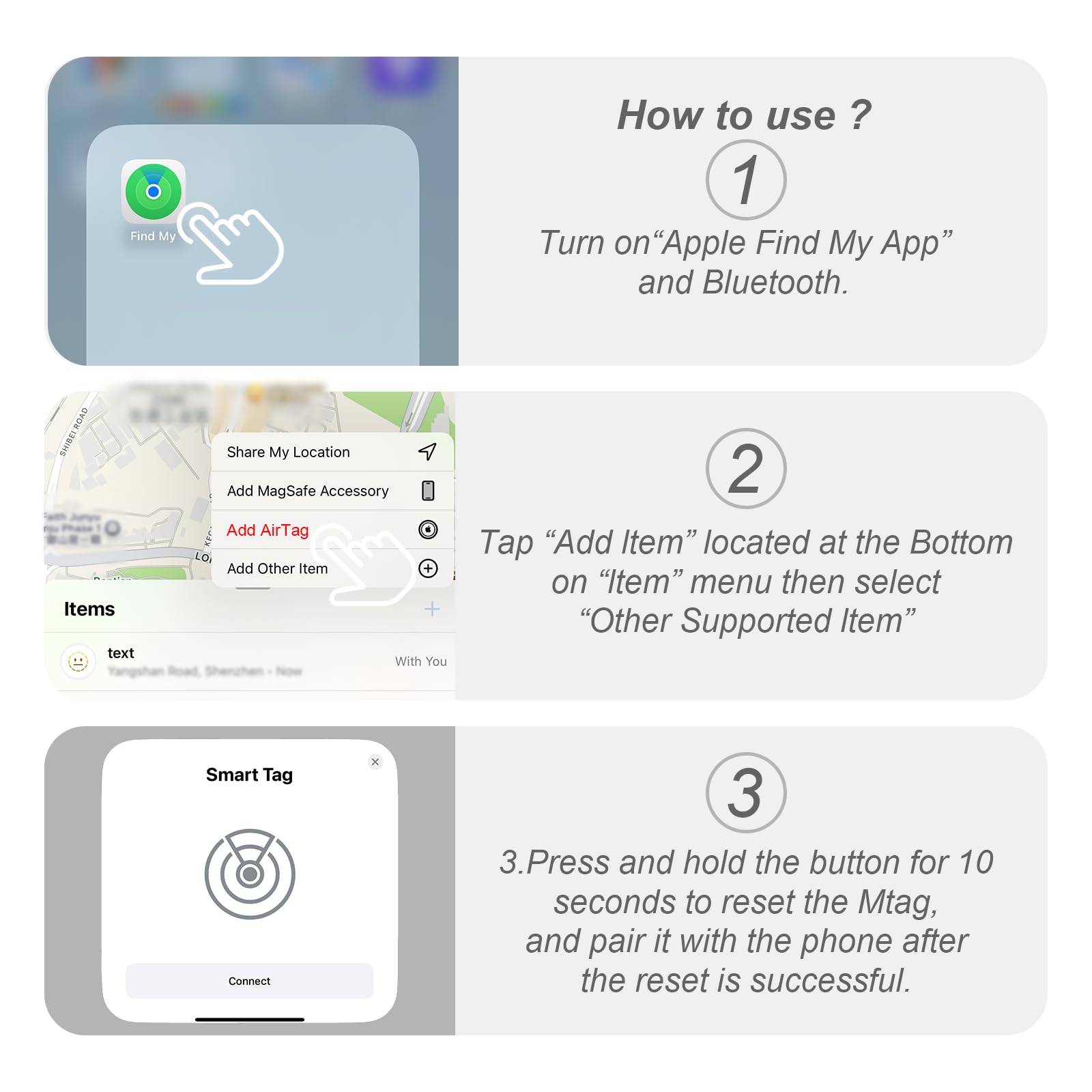 ZOWPET integrated with Apple Find My for iOS location sharing