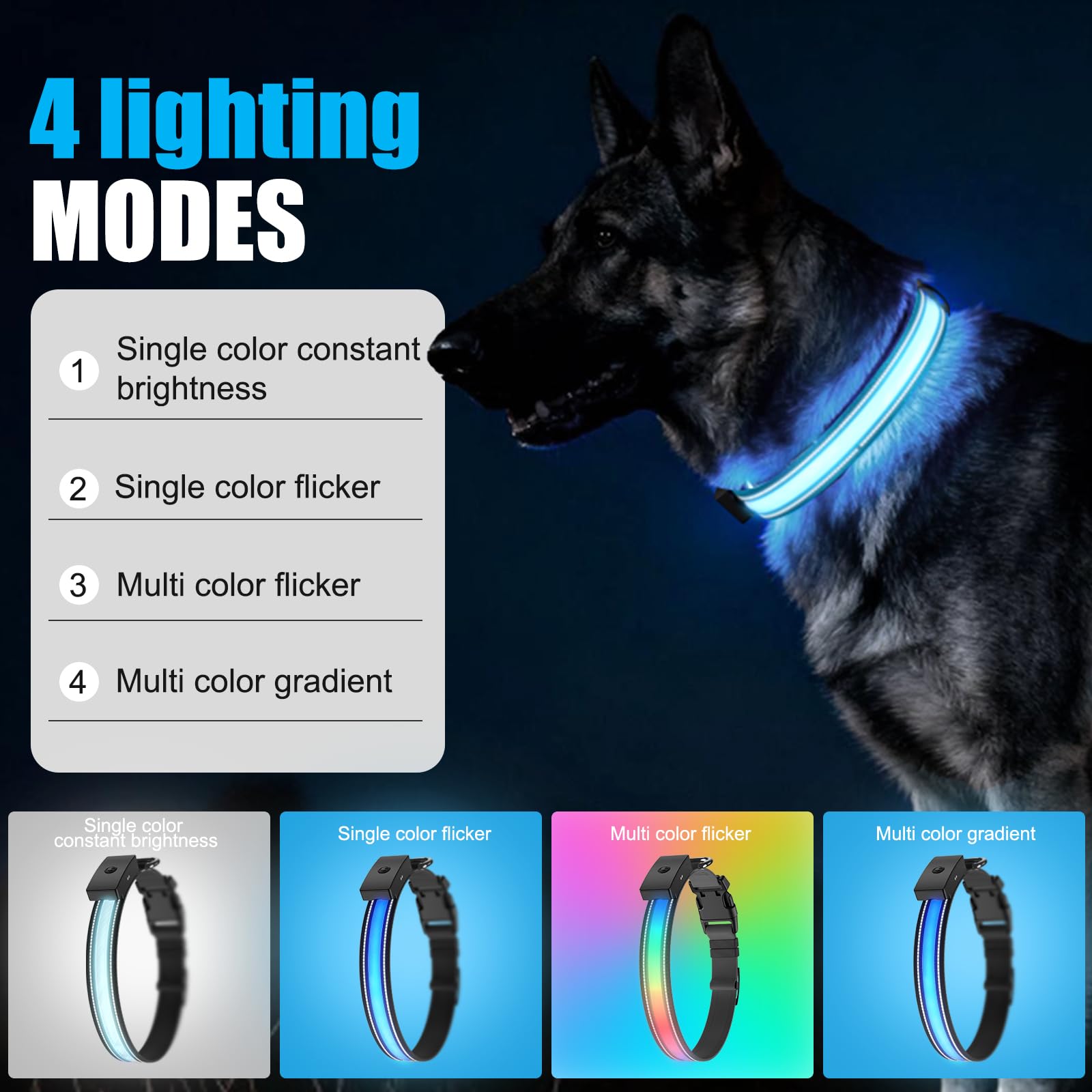 ZOWPET LED dog collar charging magnet image shows easy magnetic charging.